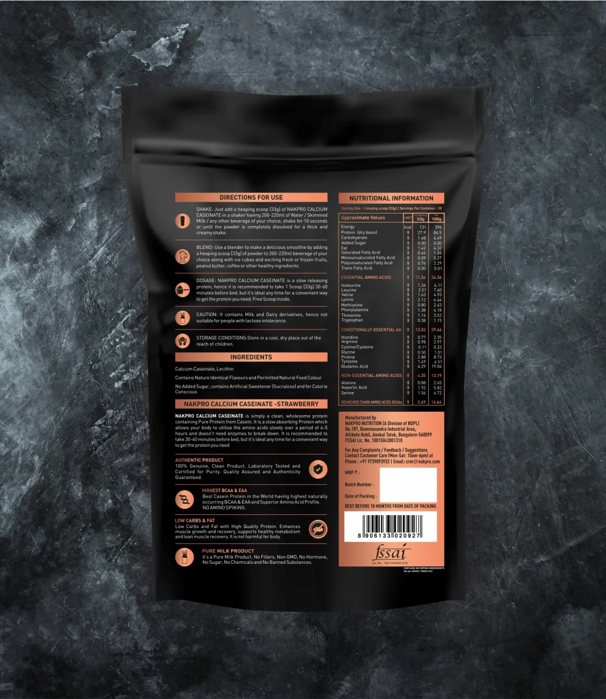Nakpro Calcium Caseinate Protein Powder | 81g Protein | Slow Release Protein | High Calcium - Image 12