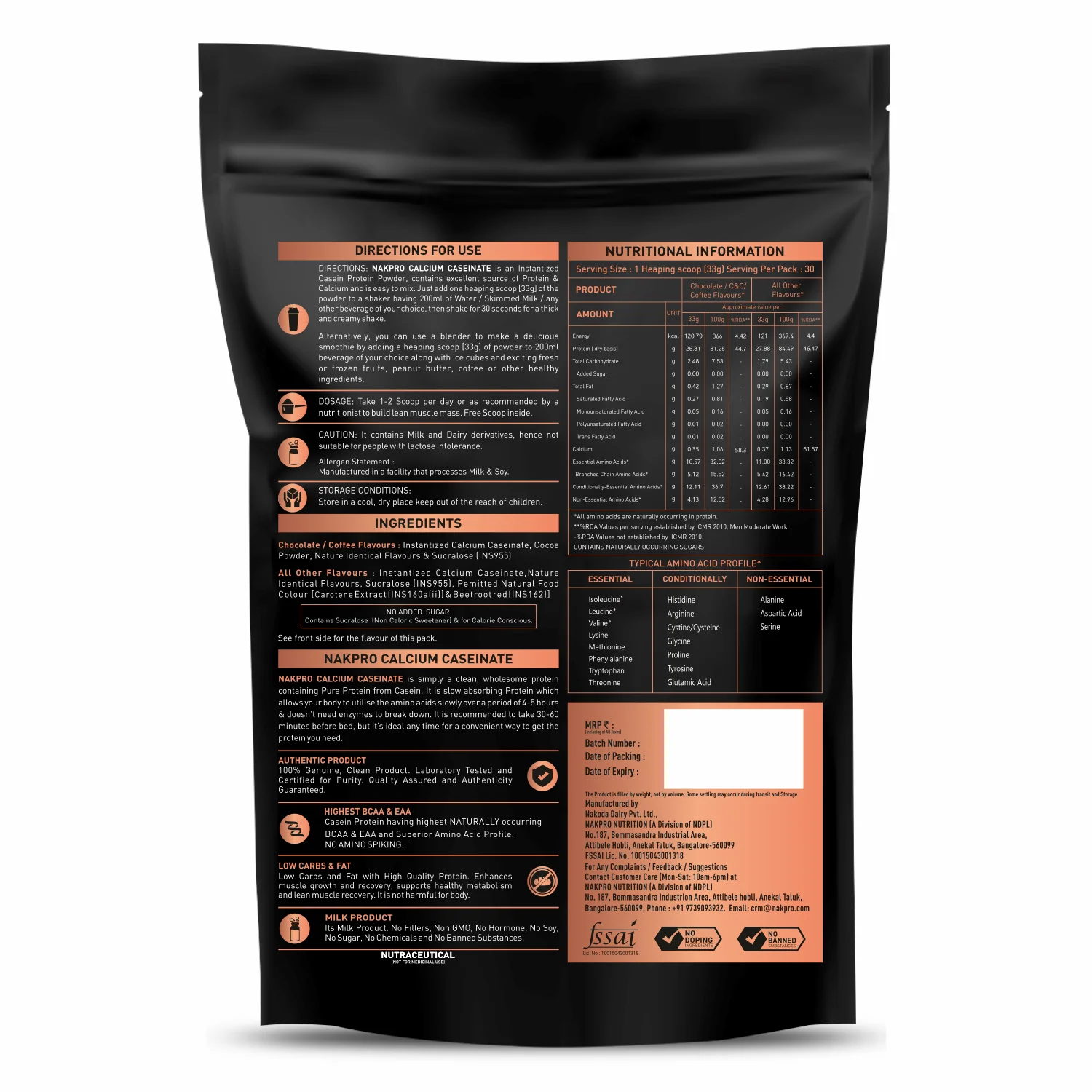 Nakpro Calcium Caseinate Protein Powder | 81g Protein | Slow Release Protein | High Calcium - Image 132