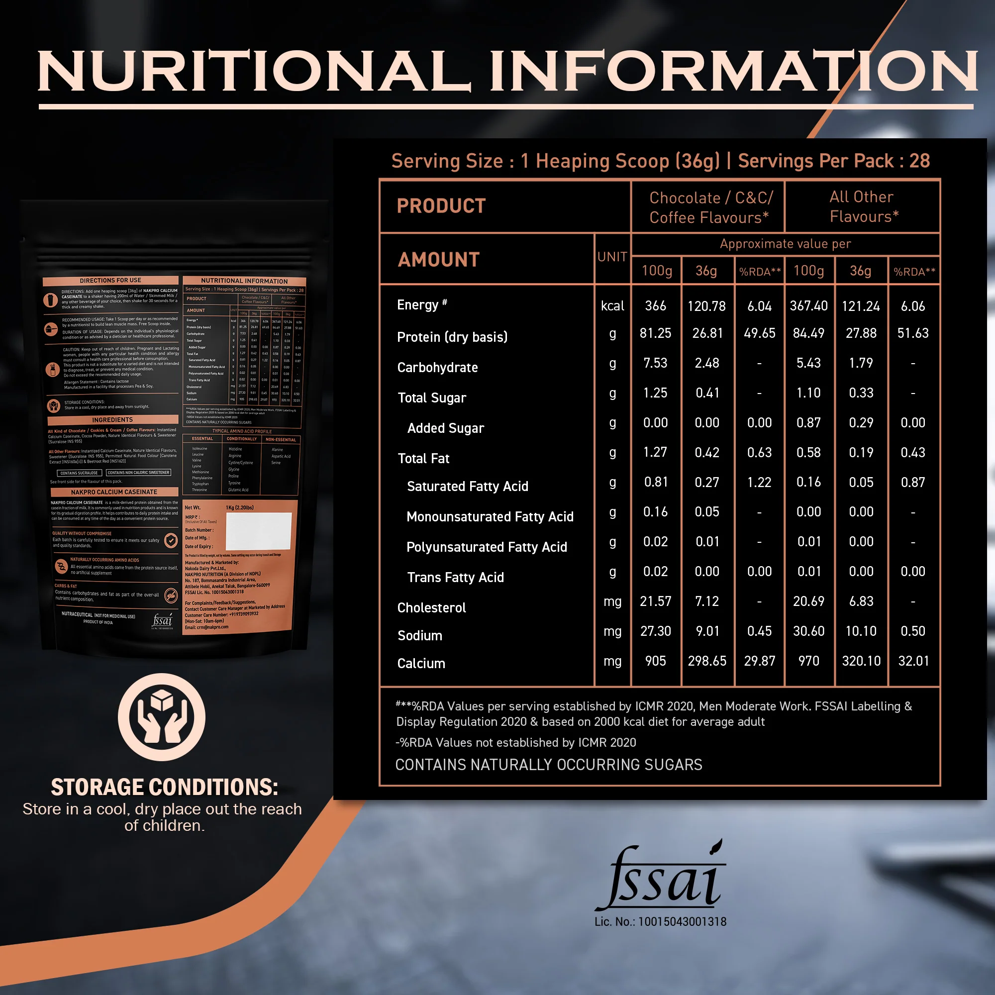 Nakpro Calcium Caseinate Protein Powder | 81g Protein | Slow Release Protein | High Calcium - Image 135