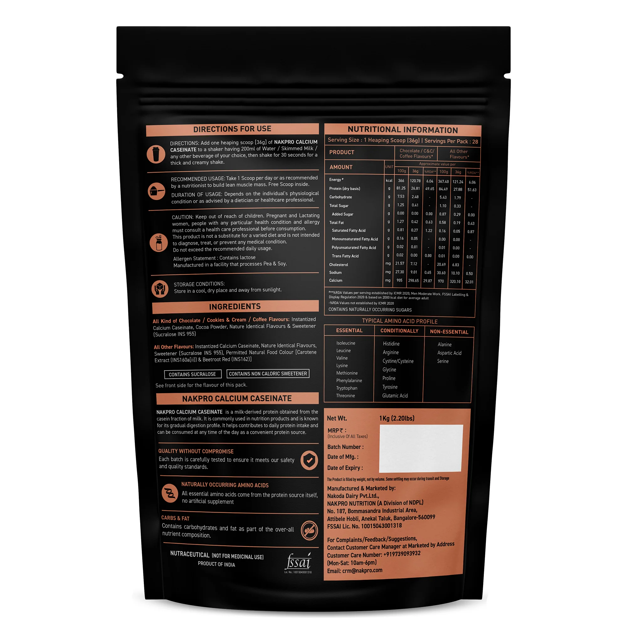 Nakpro Calcium Caseinate Protein Powder | 81g Protein | Slow Release Protein | High Calcium - Image 178