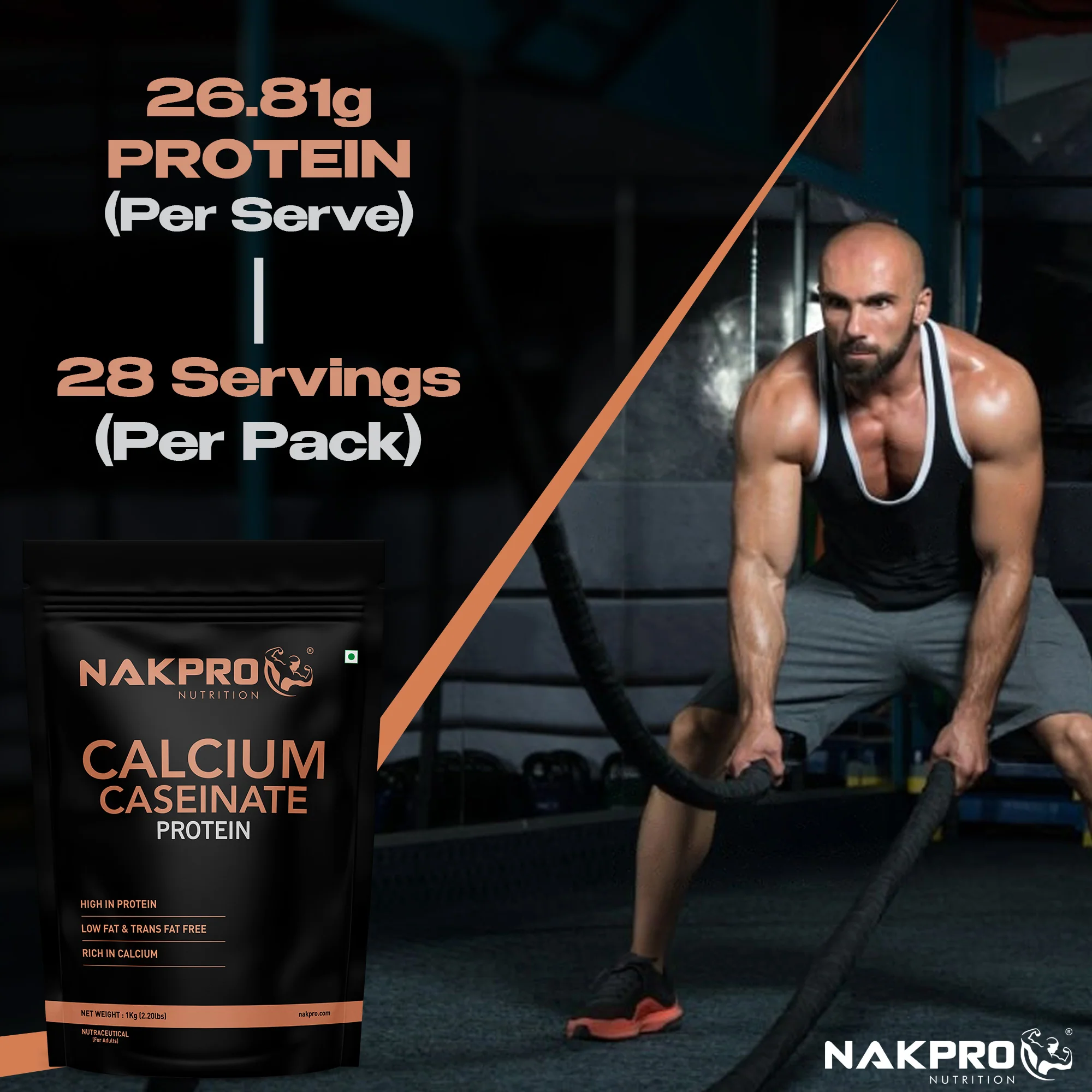 Nakpro Calcium Caseinate Protein Powder | 81g Protein | Slow Release Protein | High Calcium - Image 179