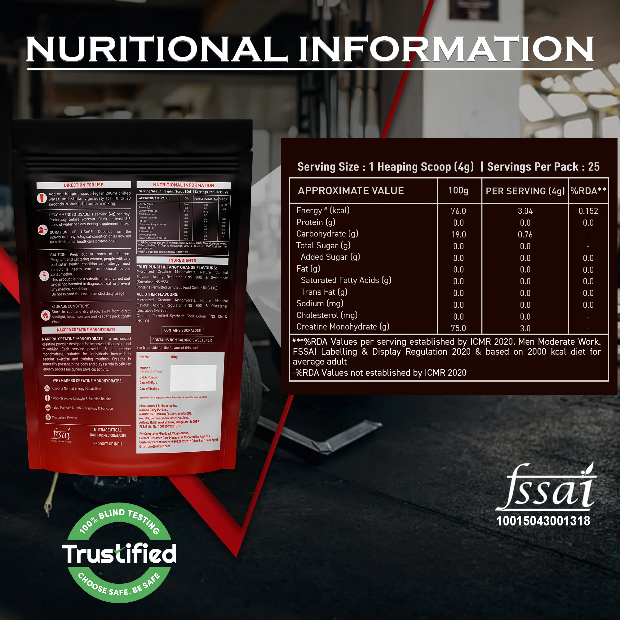 Nakpro Micronized Creatine Monohydrate | Maintenance and Support muscle | Trustified Certified - Image 130