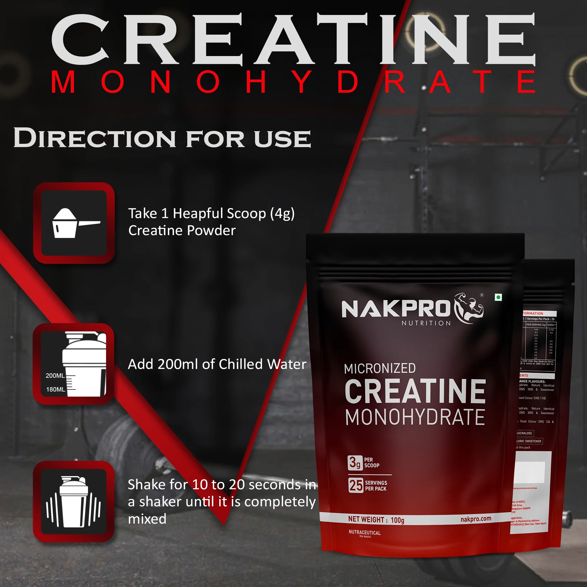 Nakpro Micronized Creatine Monohydrate | Maintenance and Support muscle | Trustified Certified - Image 134