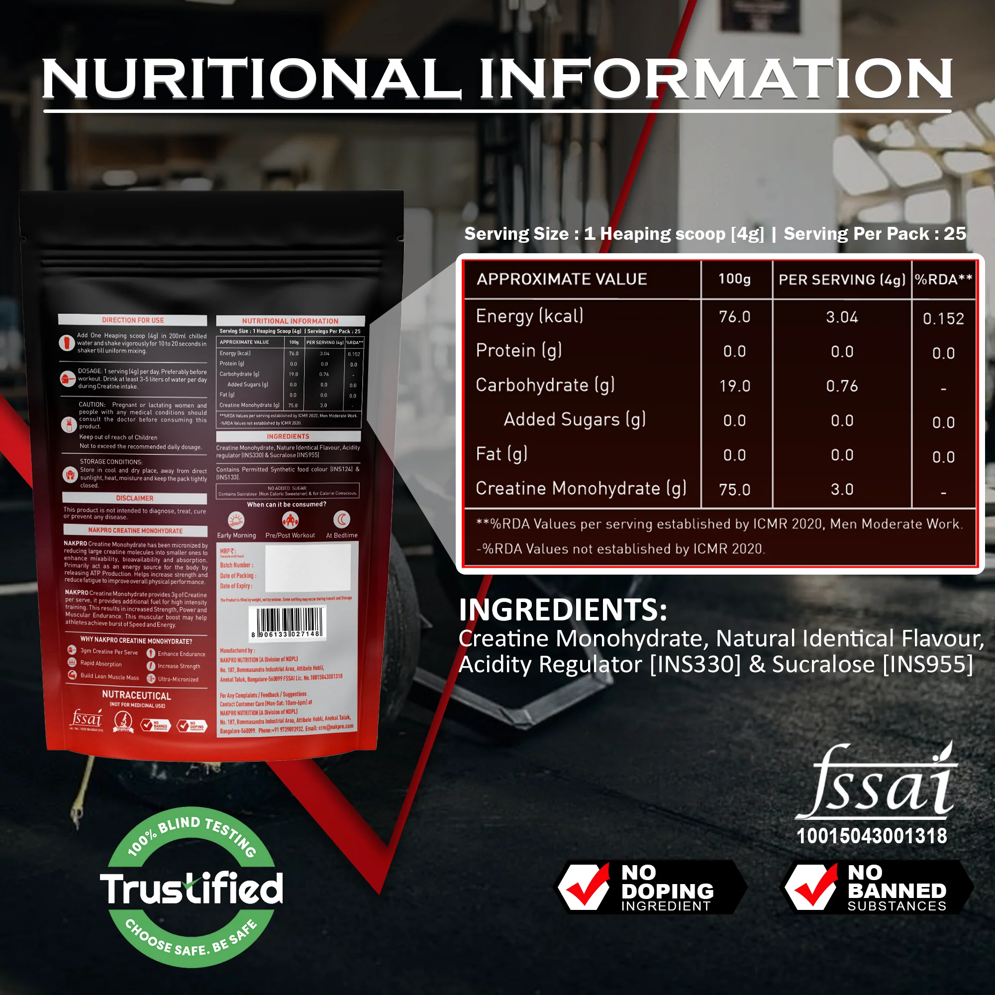 Nakpro Micronized Creatine Monohydrate | Maintenance and Support muscle | Trustified Certified - Image 40