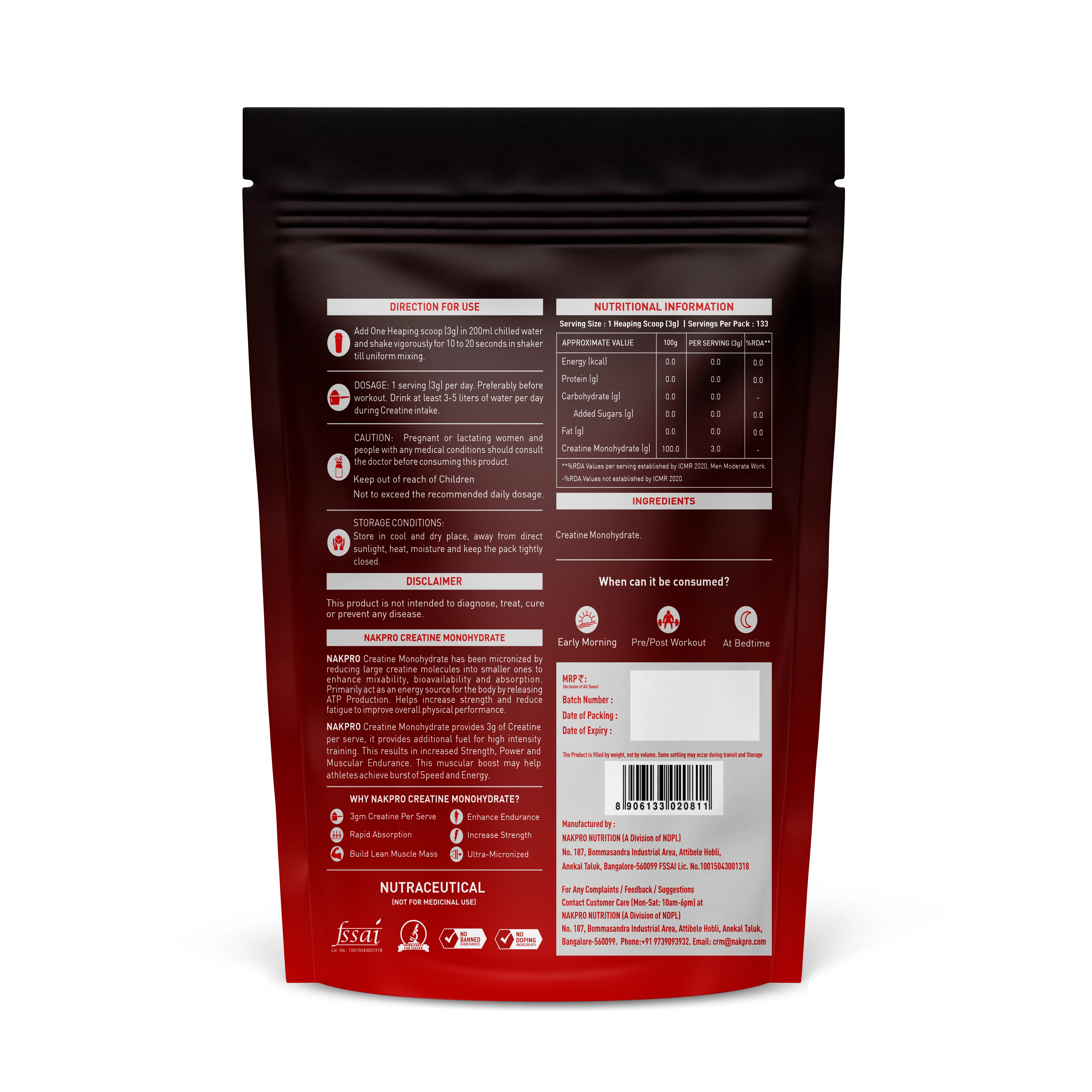Nakpro Micronized Creatine Monohydrate | Maintenance and Support muscle | Trustified Certified - Image 71