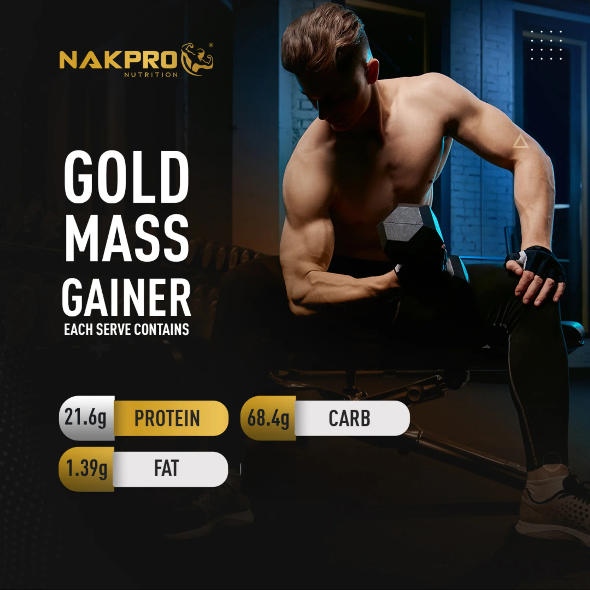Nakpro Gold Mass Gainer | High Protein Mass Gainer | 68g Carbs | Added Vitamins & Minerals - Image 112