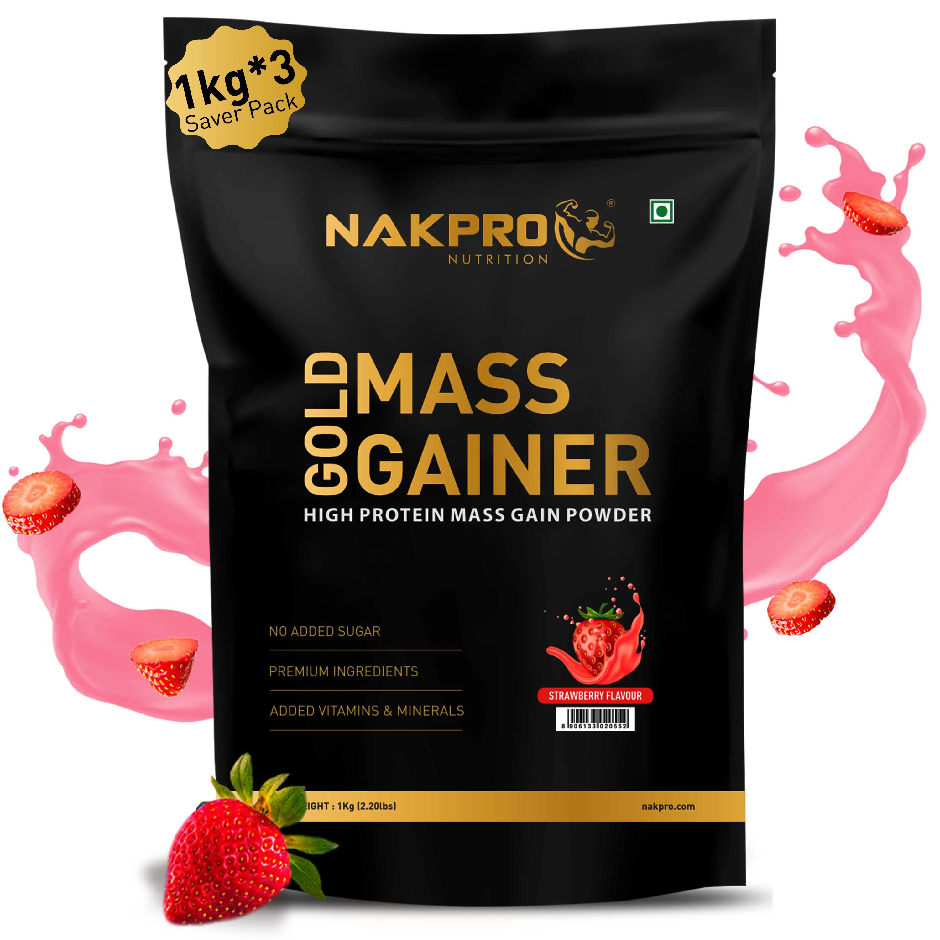 Nakpro Gold Mass Gainer | High Protein Mass Gainer | 68g Carbs | Added Vitamins & Minerals - Image 30