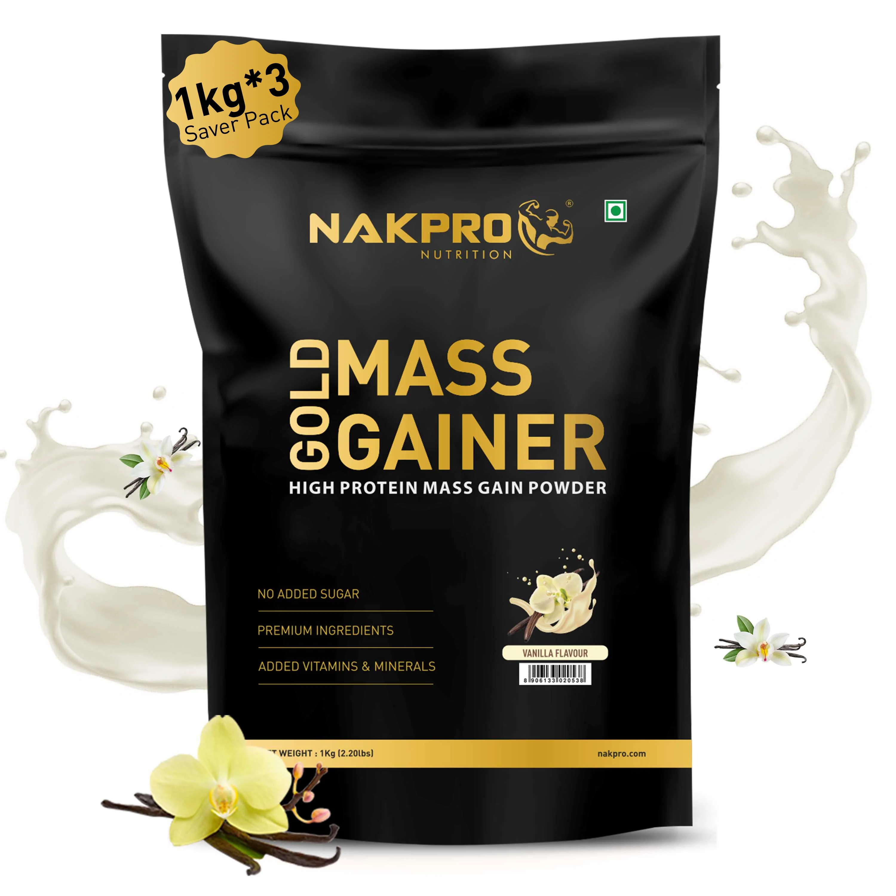 Nakpro Gold Mass Gainer | High Protein Mass Gainer | 68g Carbs | Added Vitamins & Minerals - Image 34