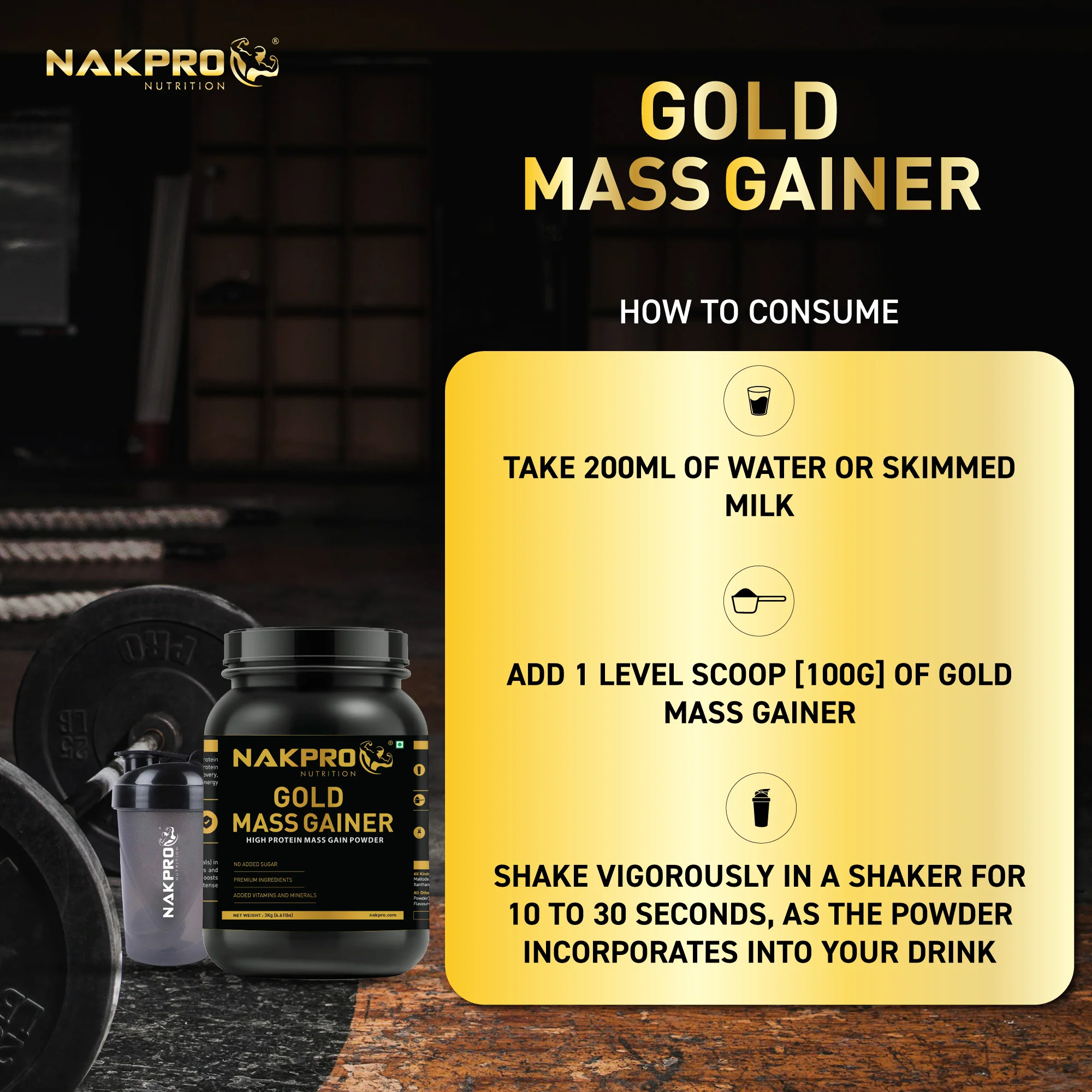 Nakpro Gold Mass Gainer | High Protein Mass Gainer | 68g Carbs | Added Vitamins & Minerals - Image 54