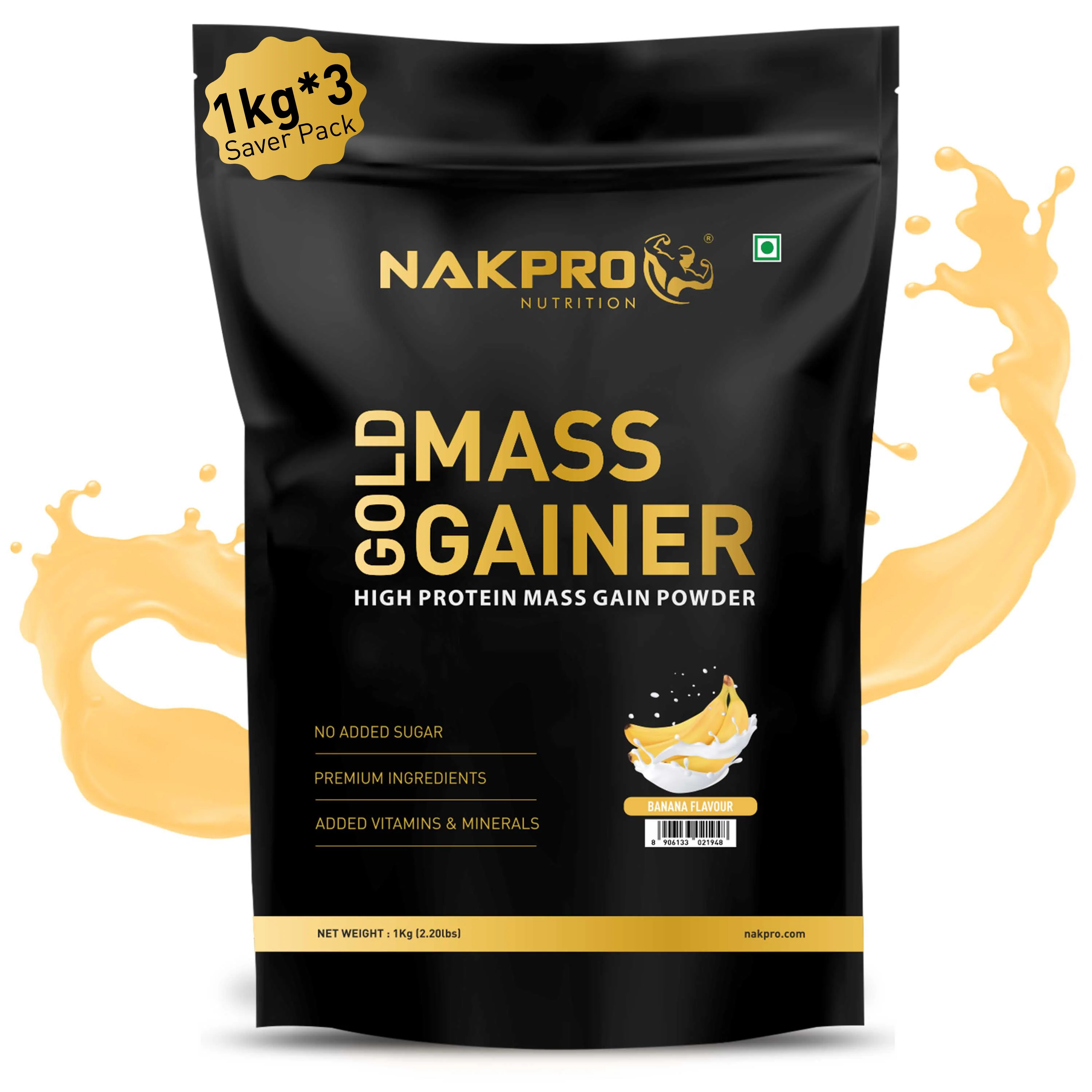 Nakpro Gold Mass Gainer | High Protein Mass Gainer | 68g Carbs | Added Vitamins & Minerals - Image 7
