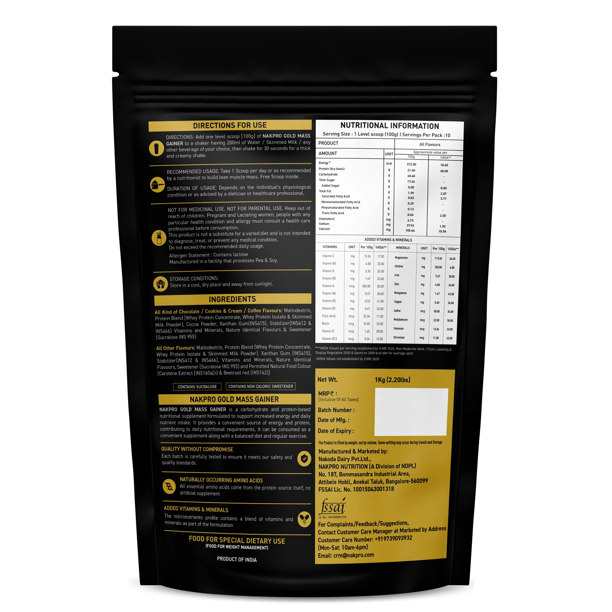 Nakpro Gold Mass Gainer | High Protein Mass Gainer | 68g Carbs | Added Vitamins & Minerals - Image 84