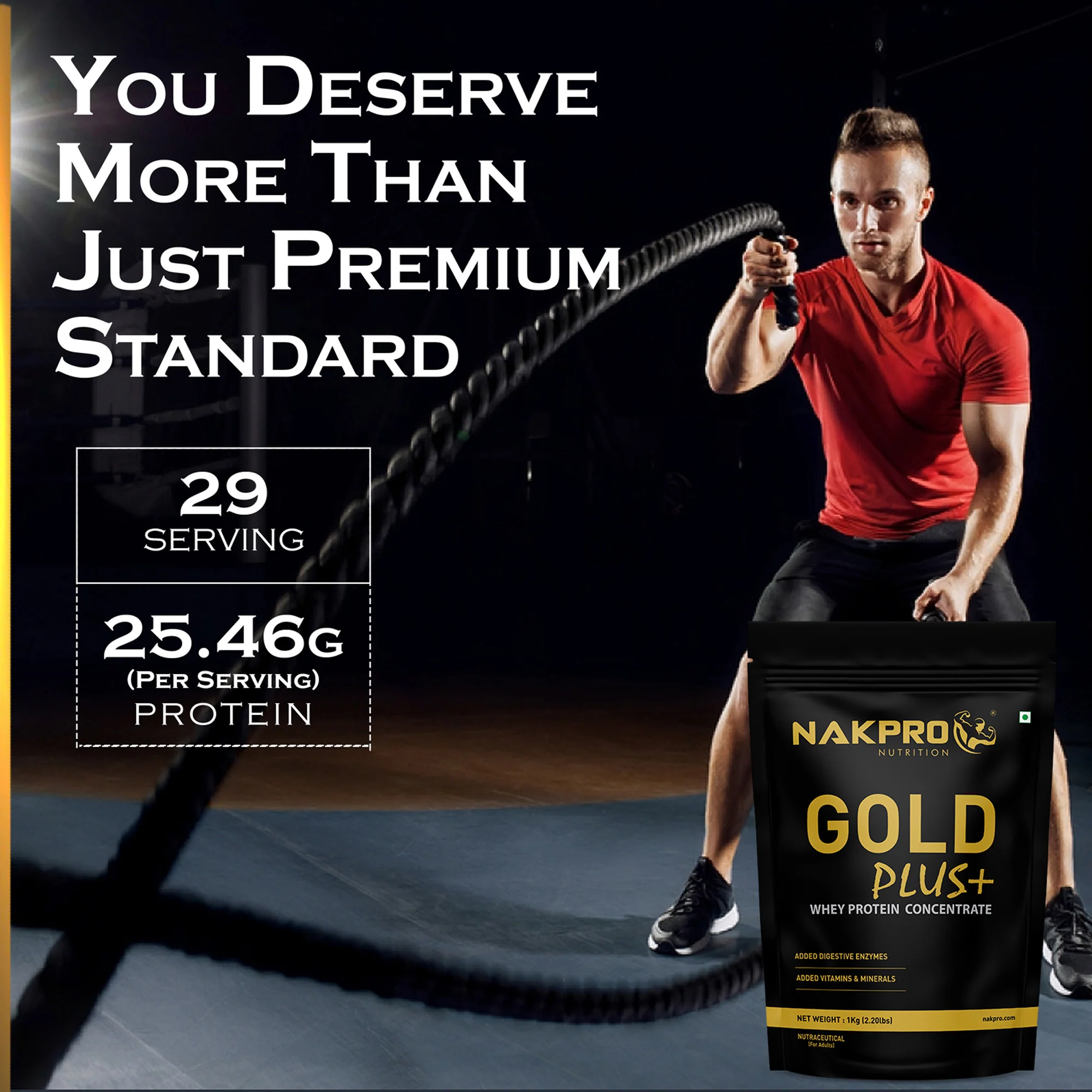 Nakpro Gold Plus+ Whey Protein Concentrate | 73g Protein | Added Digestive Enzymes, Vitamins & Minerals - Image 4