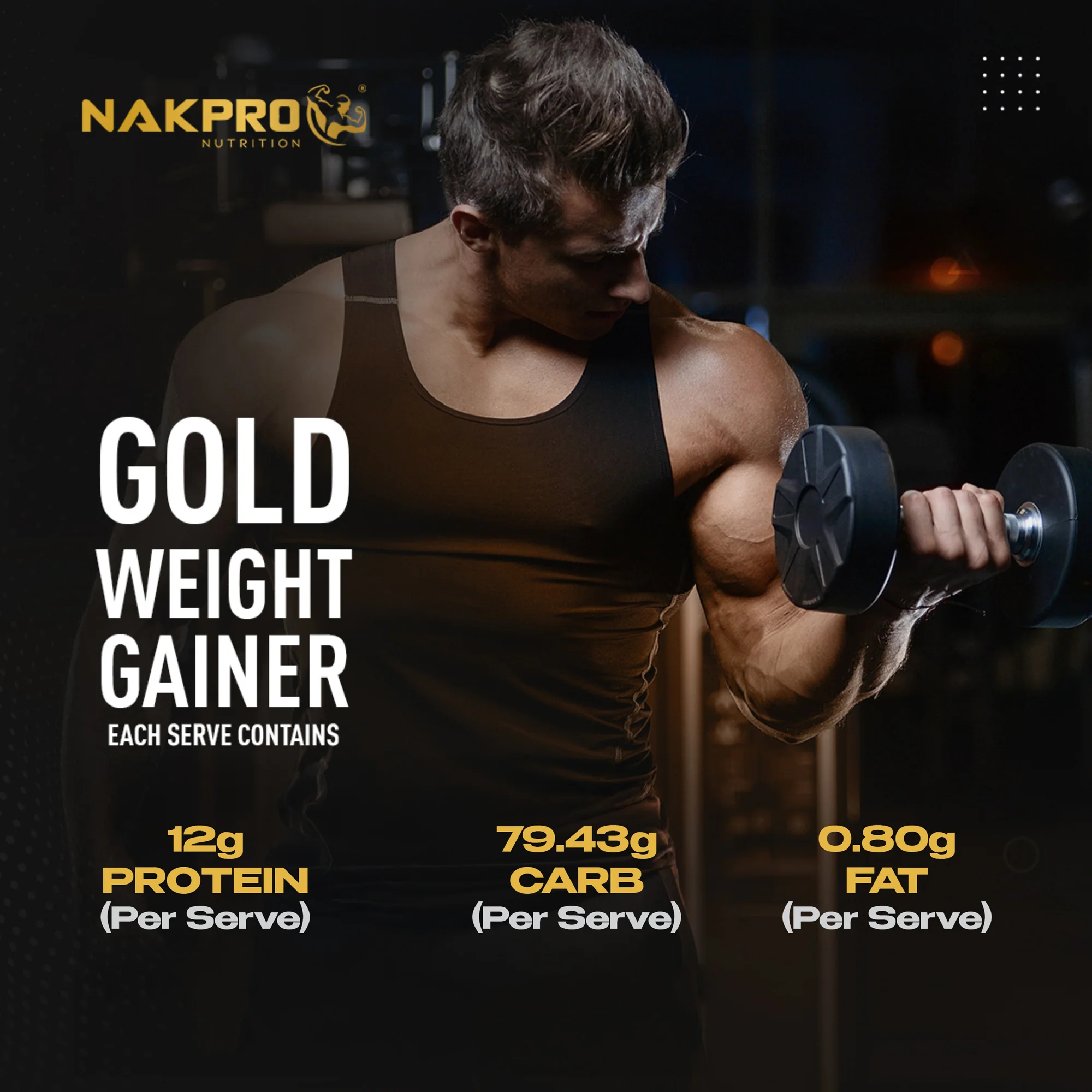 Nakpro Gold Weight Gainer | 79g Carbs | Added Vitamins & Minerals - Image 113