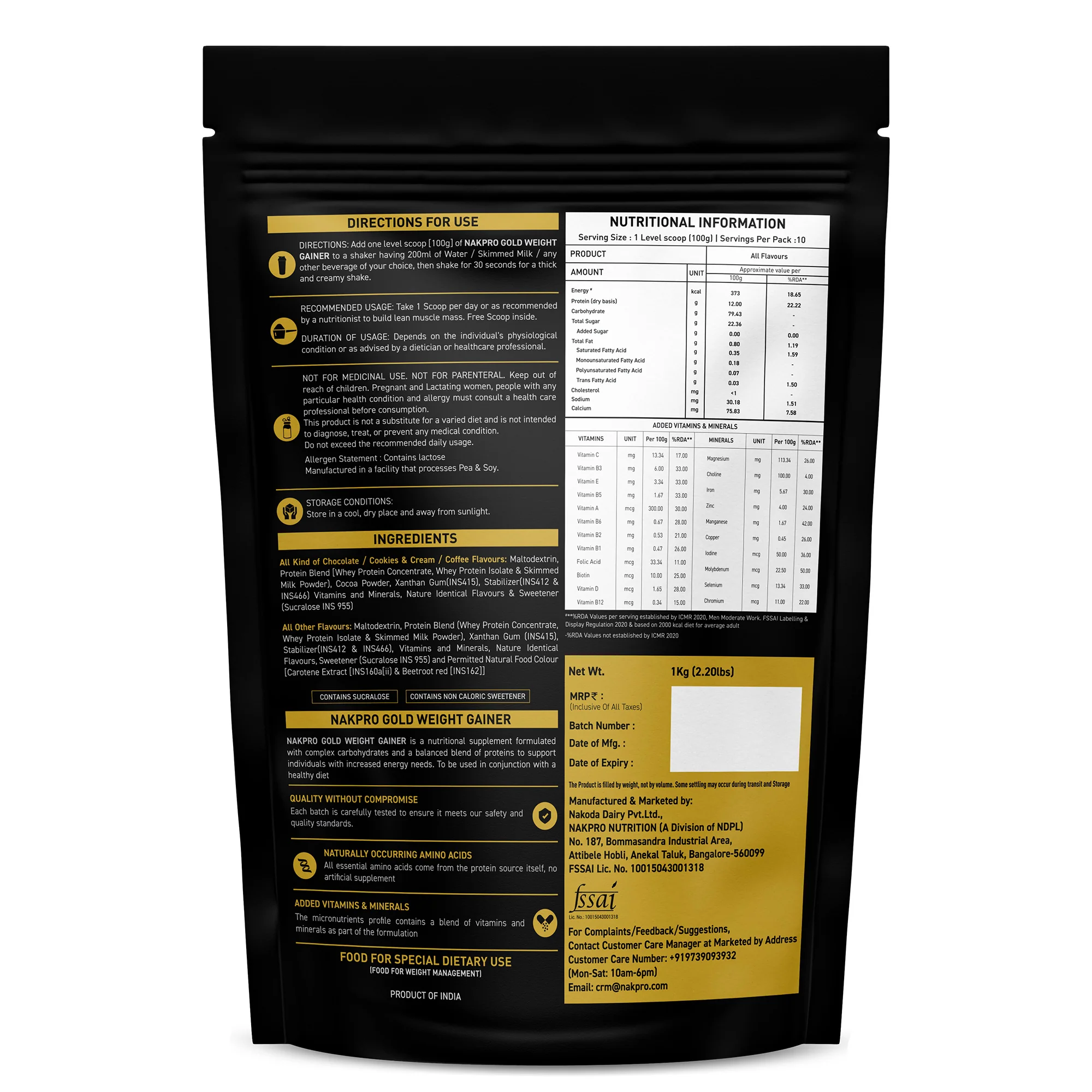 Nakpro Gold Weight Gainer | 79g Carbs | Added Vitamins & Minerals - Image 137