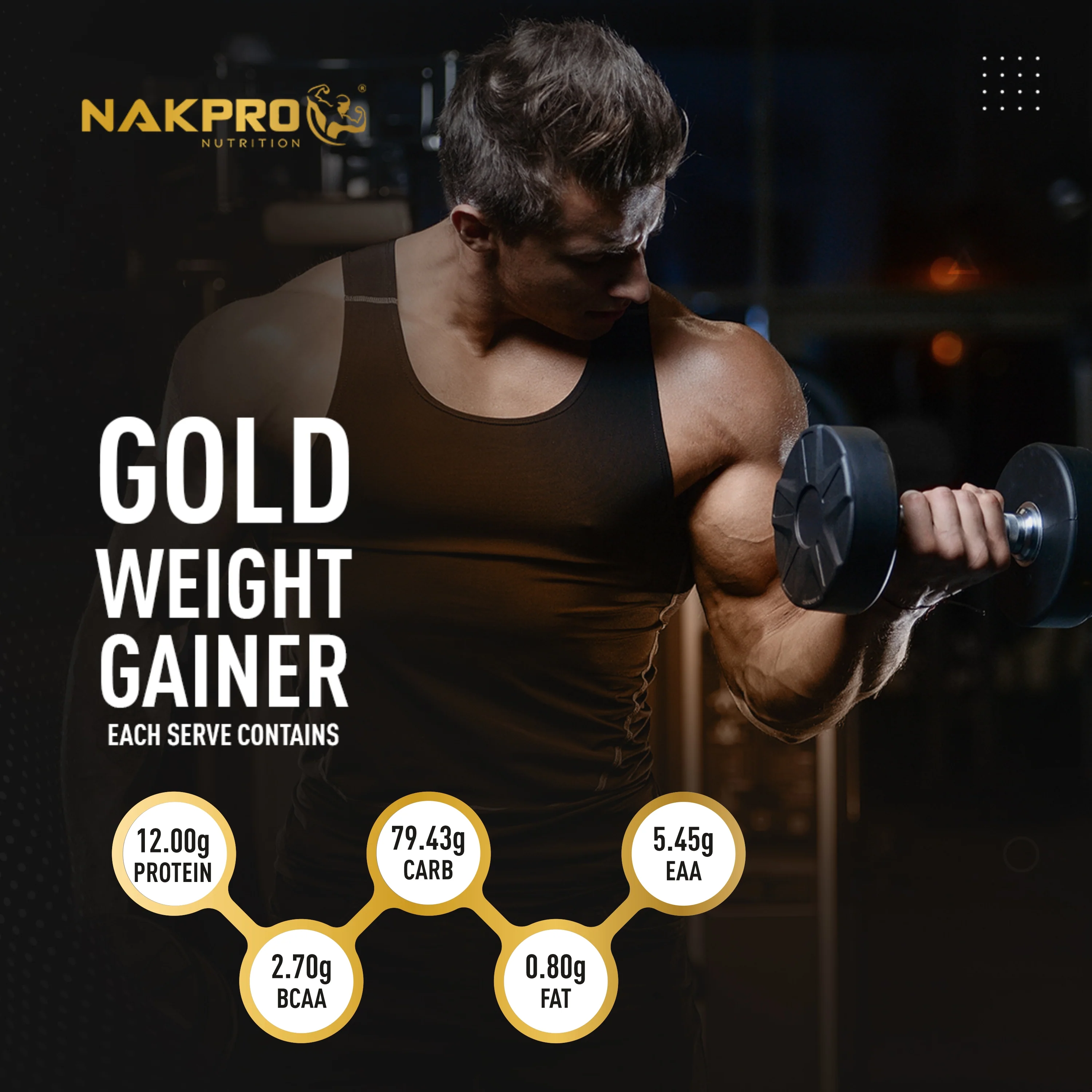 Nakpro Gold Weight Gainer | 79g Carbs | Added Vitamins & Minerals - Image 64