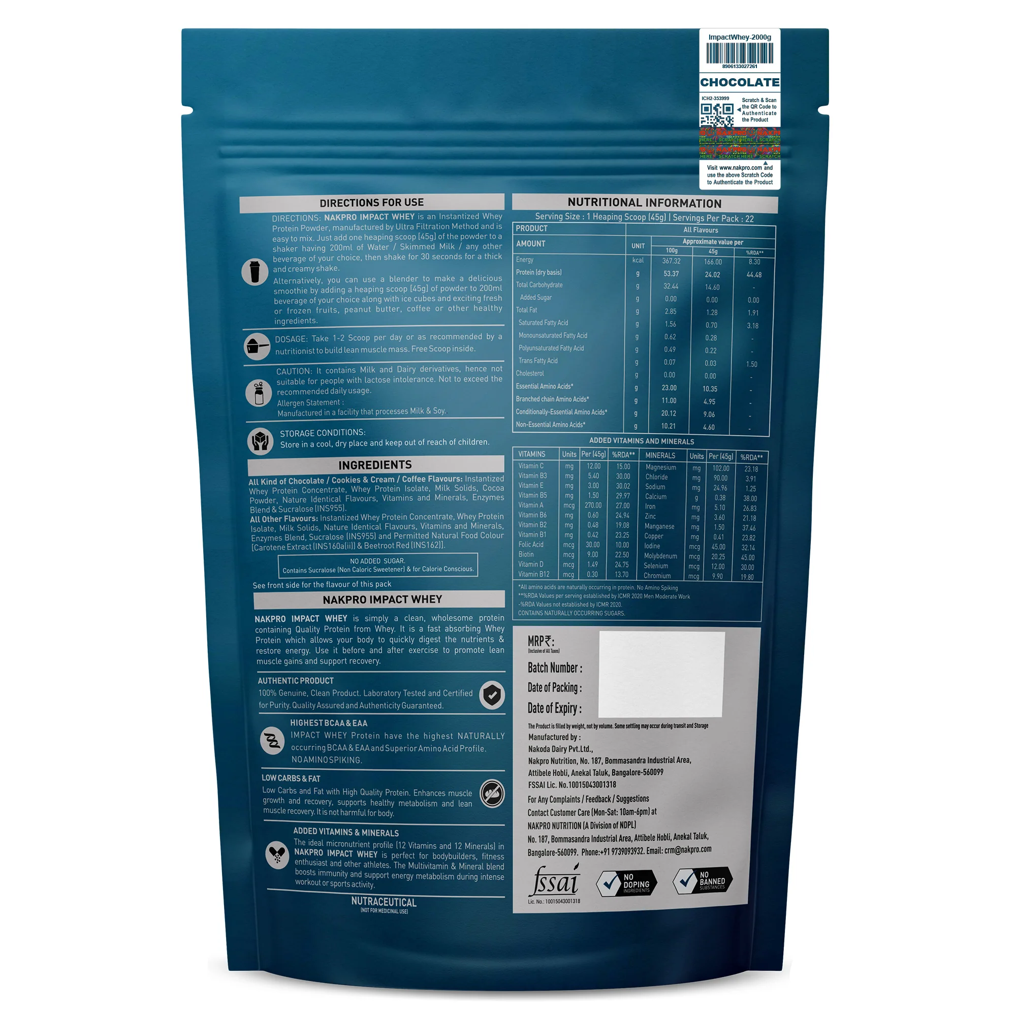 Nakpro Impact Whey Protein | 53g Protein | Whey Isolate & Concentrate Blend | Added Enzymes & Vitamins | Trustified Certified - Image 23