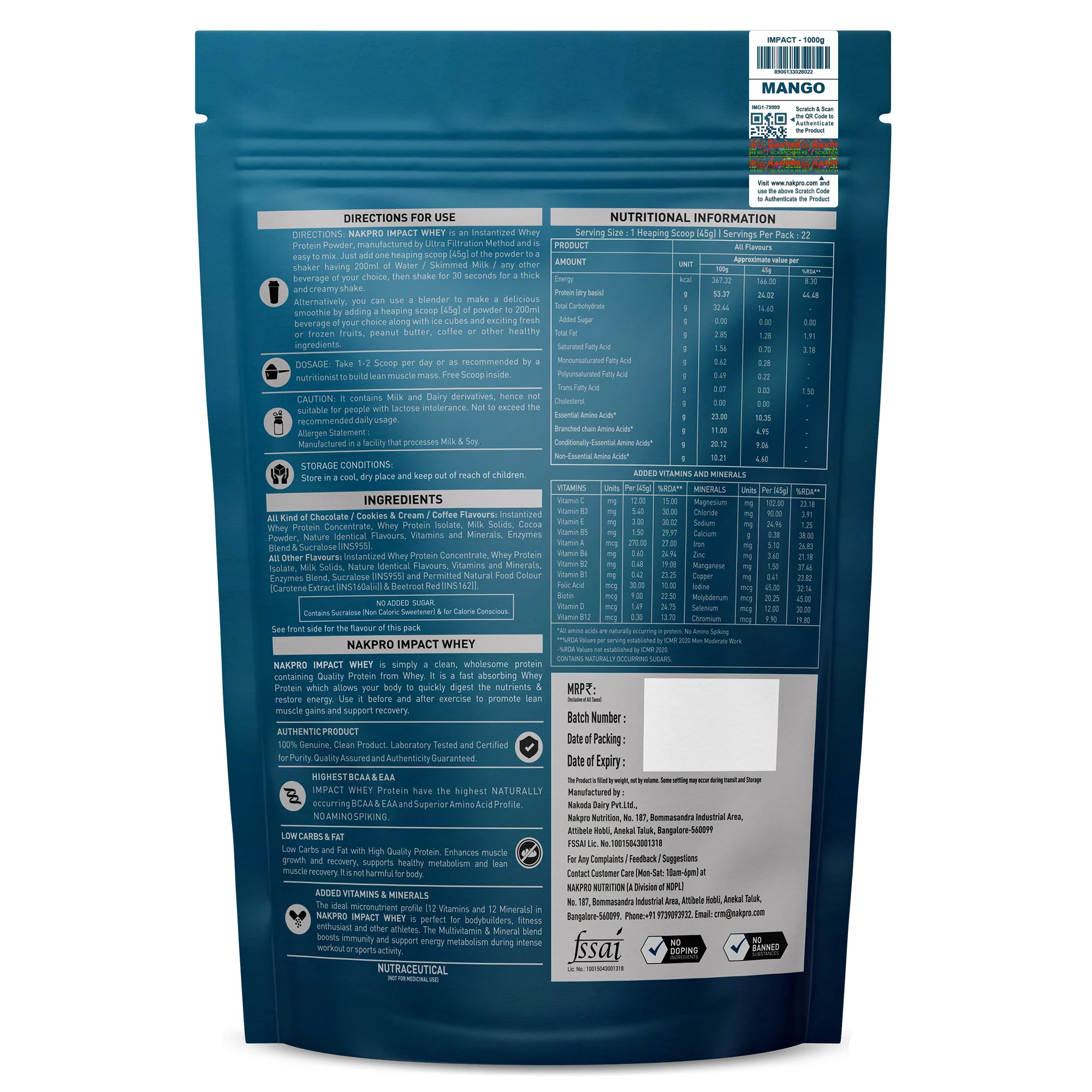 Nakpro Impact Whey Protein | 53g Protein | Whey Isolate & Concentrate Blend | Added Enzymes & Vitamins | Trustified Certified - Image 24