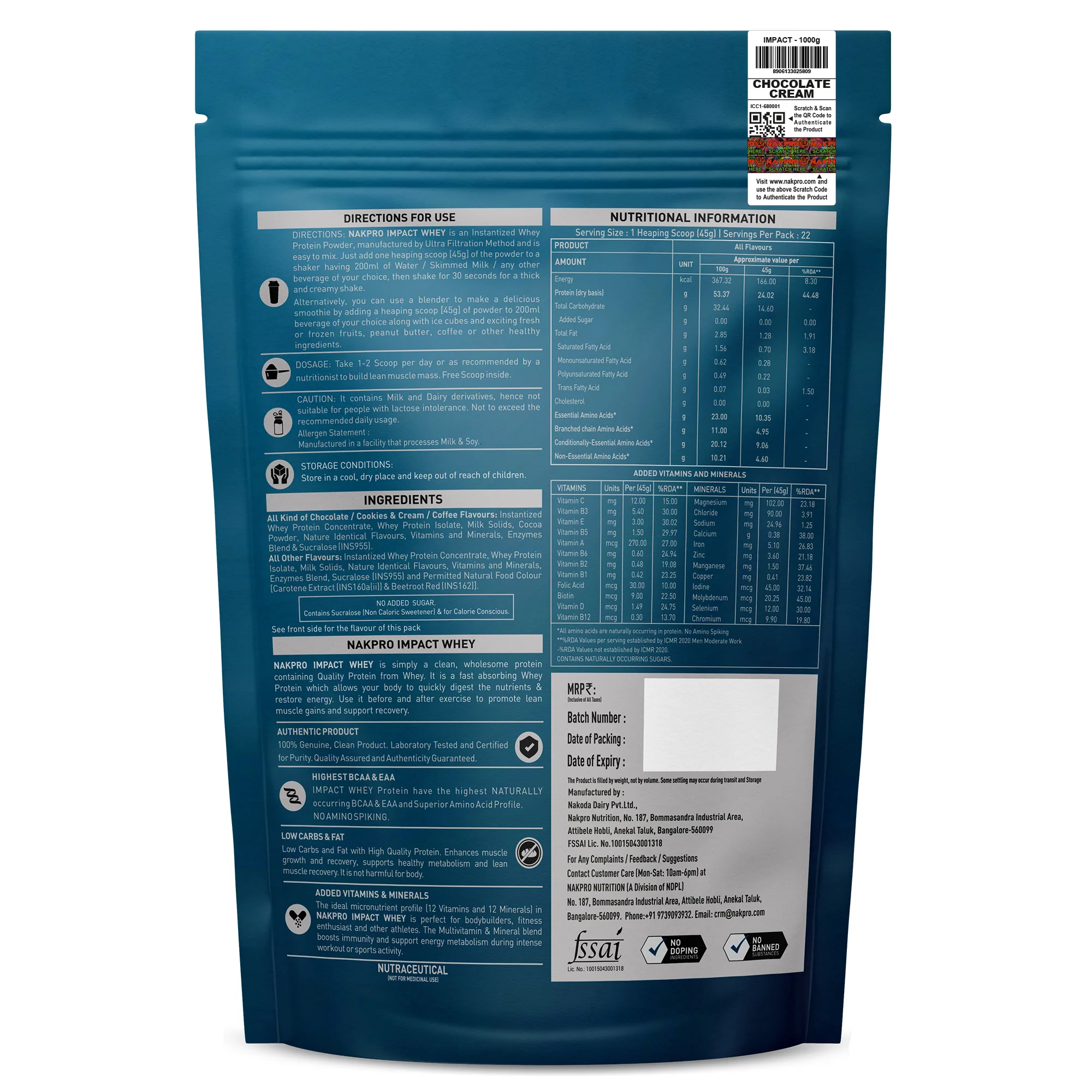 Nakpro Impact Whey Protein | 53g Protein | Whey Isolate & Concentrate Blend | Added Enzymes & Vitamins | Trustified Certified - Image 25