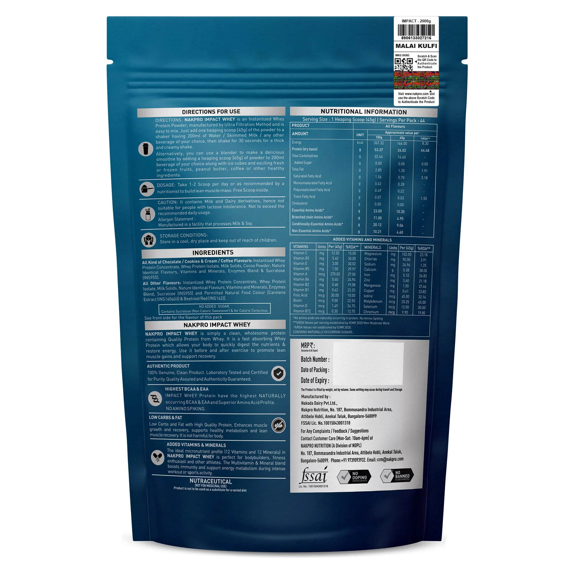 Nakpro Impact Whey Protein | 53g Protein | Whey Isolate & Concentrate Blend | Added Enzymes & Vitamins | Trustified Certified - Image 37