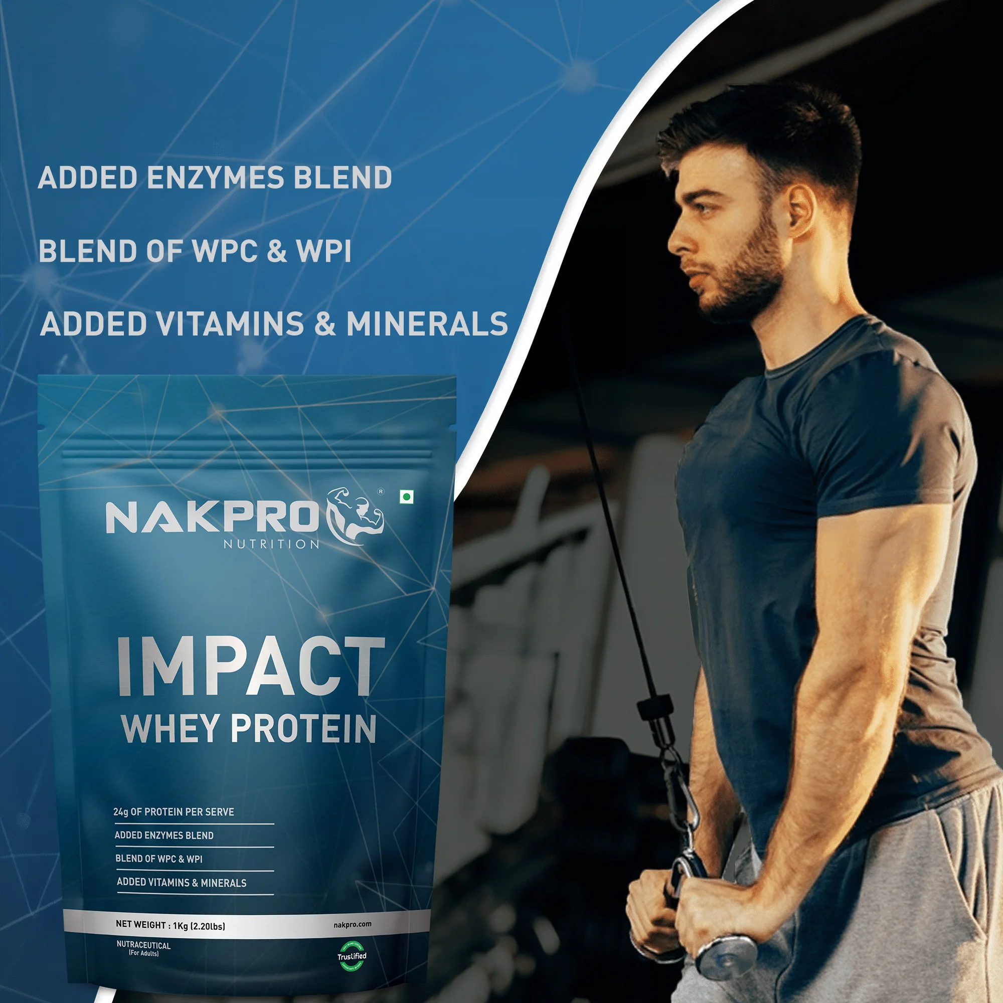 Nakpro Impact Whey Protein | 53g Protein | Whey Isolate & Concentrate Blend | Added Enzymes & Vitamins | Trustified Certified - Image 39
