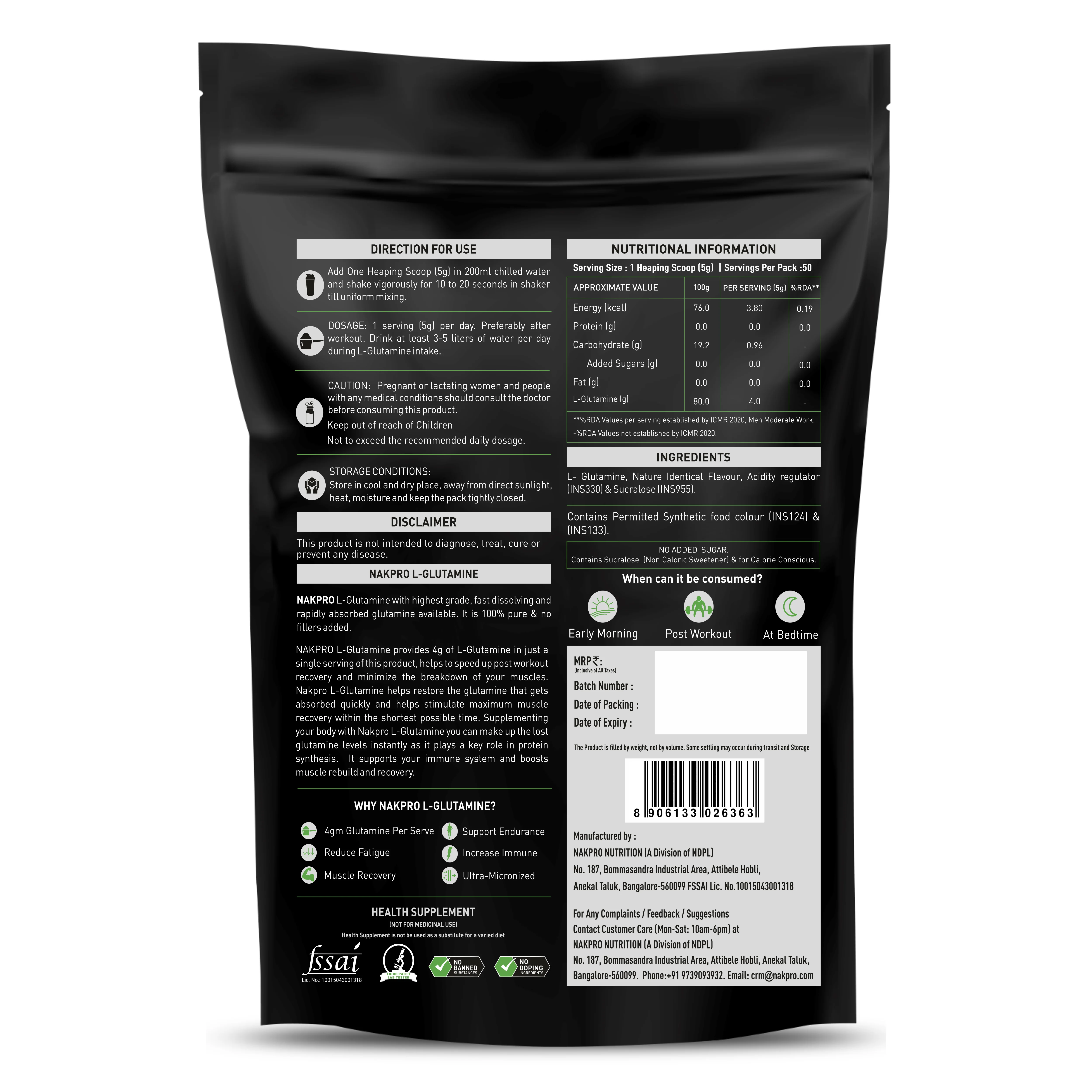 Nakpro L-Glutamine | Amino Acid for Muscle Recovery & Growth - Image 34