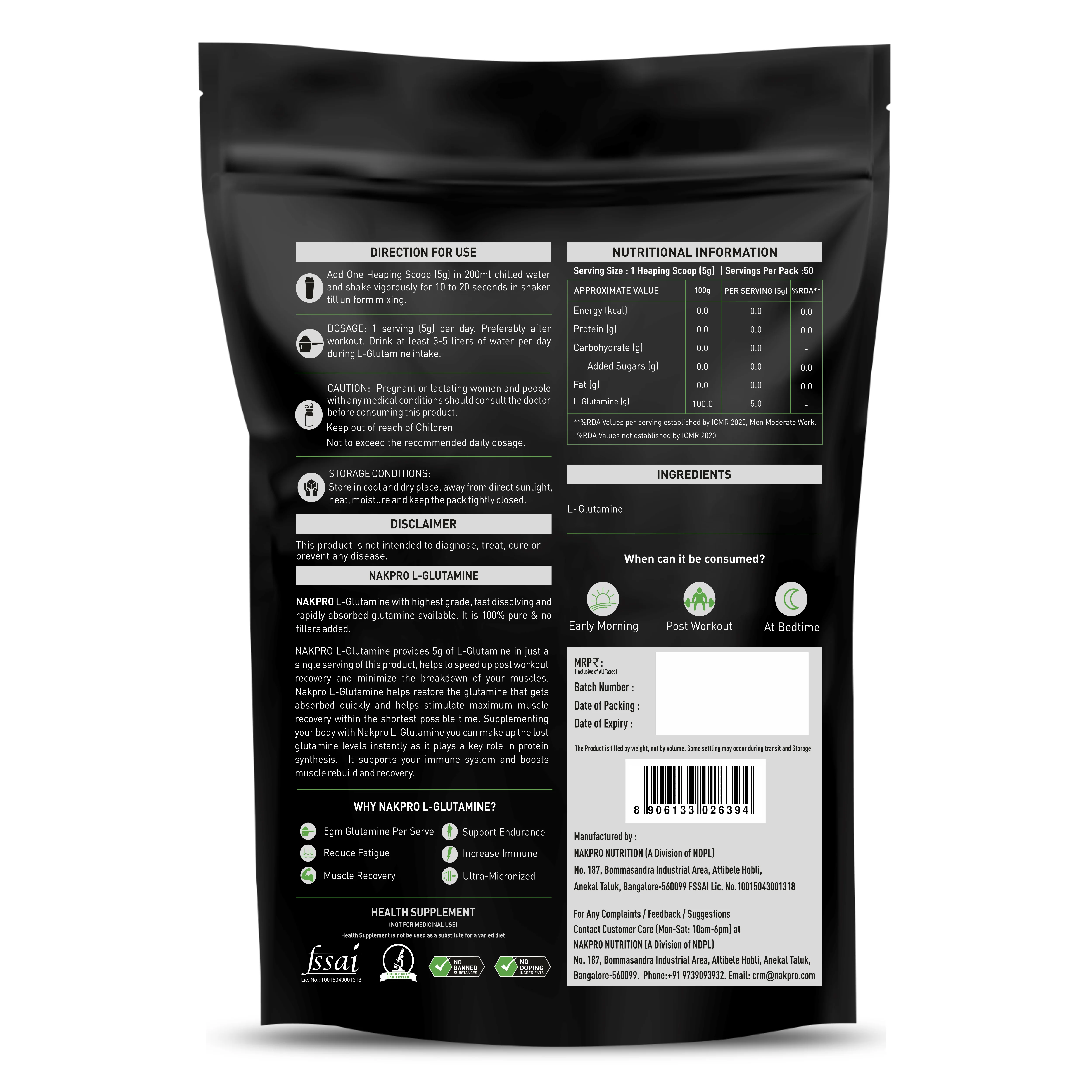 Nakpro L-Glutamine | Amino Acid for Muscle Recovery & Growth - Image 54