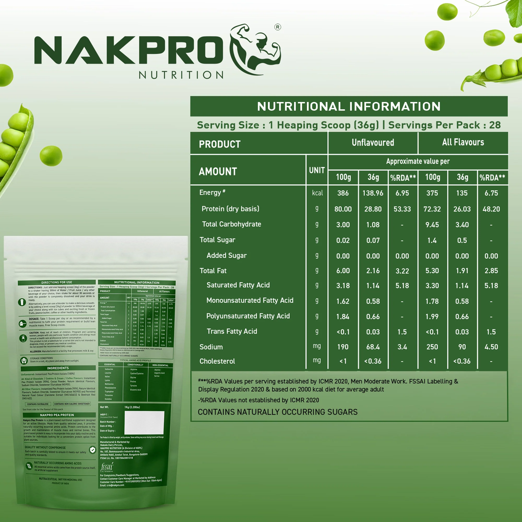 Nakpro Pea Protein Isolate | 72g Protein | Plant-Based Protein Powder - Image 45