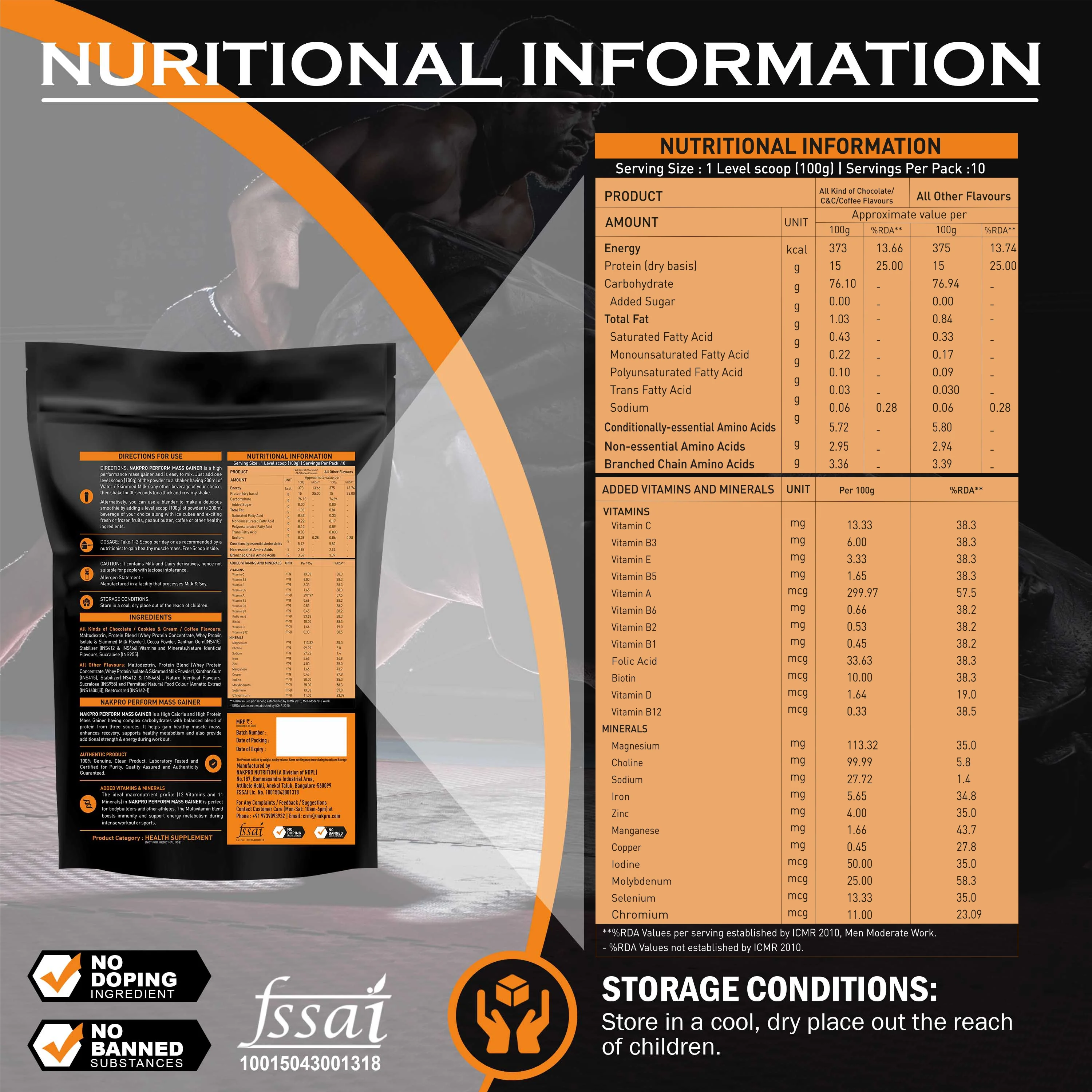 Nakpro Perform Mass Gainer | Protein Mass Gainer | 76g Carbs - Image 55