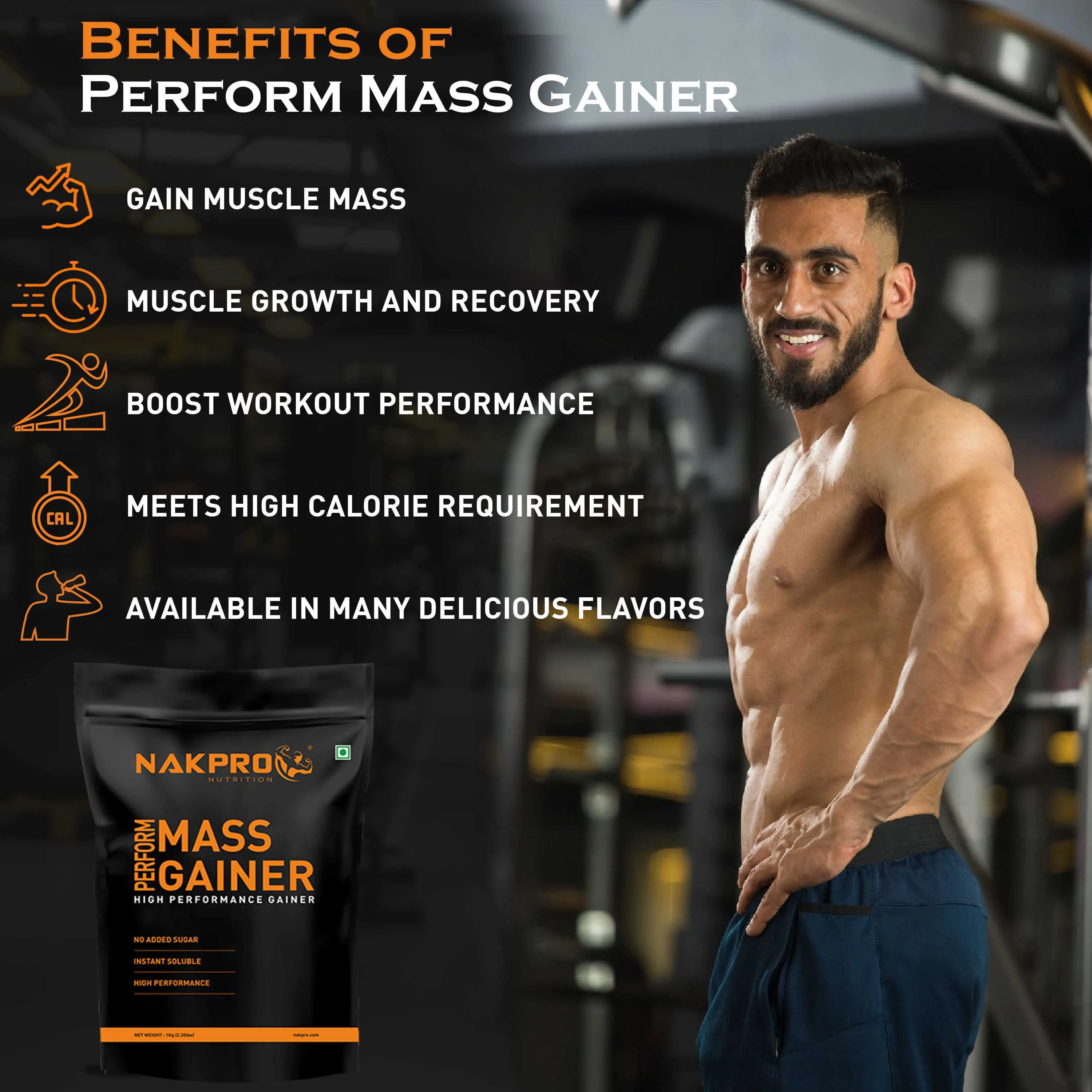 Nakpro Perform Mass Gainer | Protein Mass Gainer | 76g Carbs - Image 63