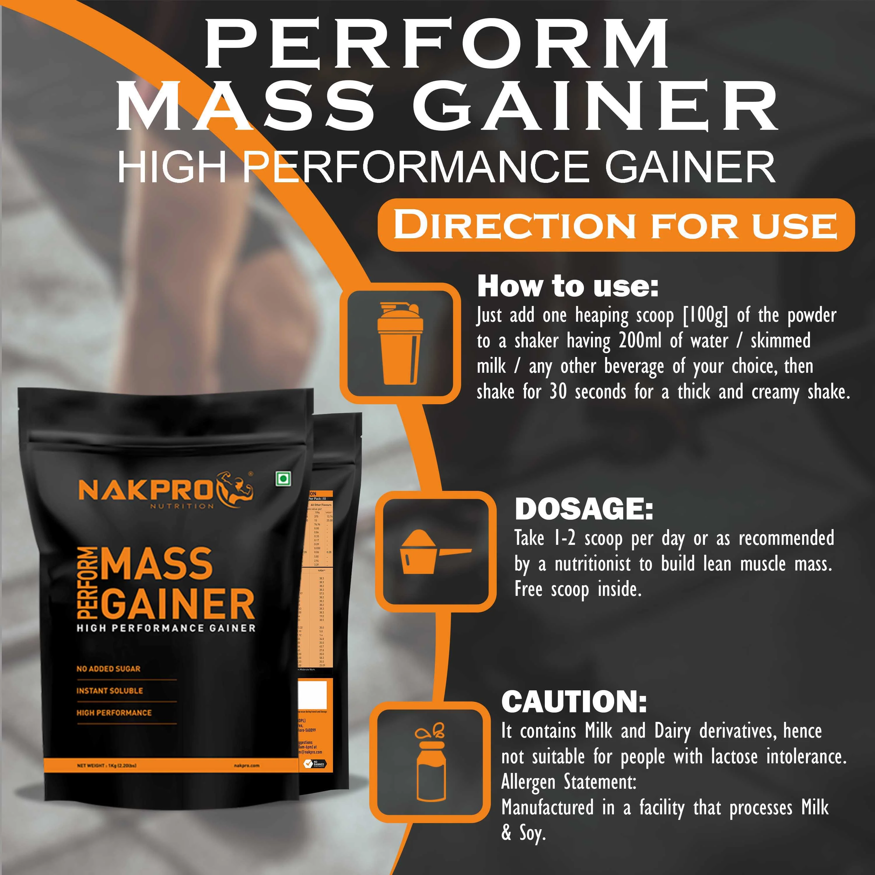 Nakpro Perform Mass Gainer | Protein Mass Gainer | 76g Carbs - Image 64