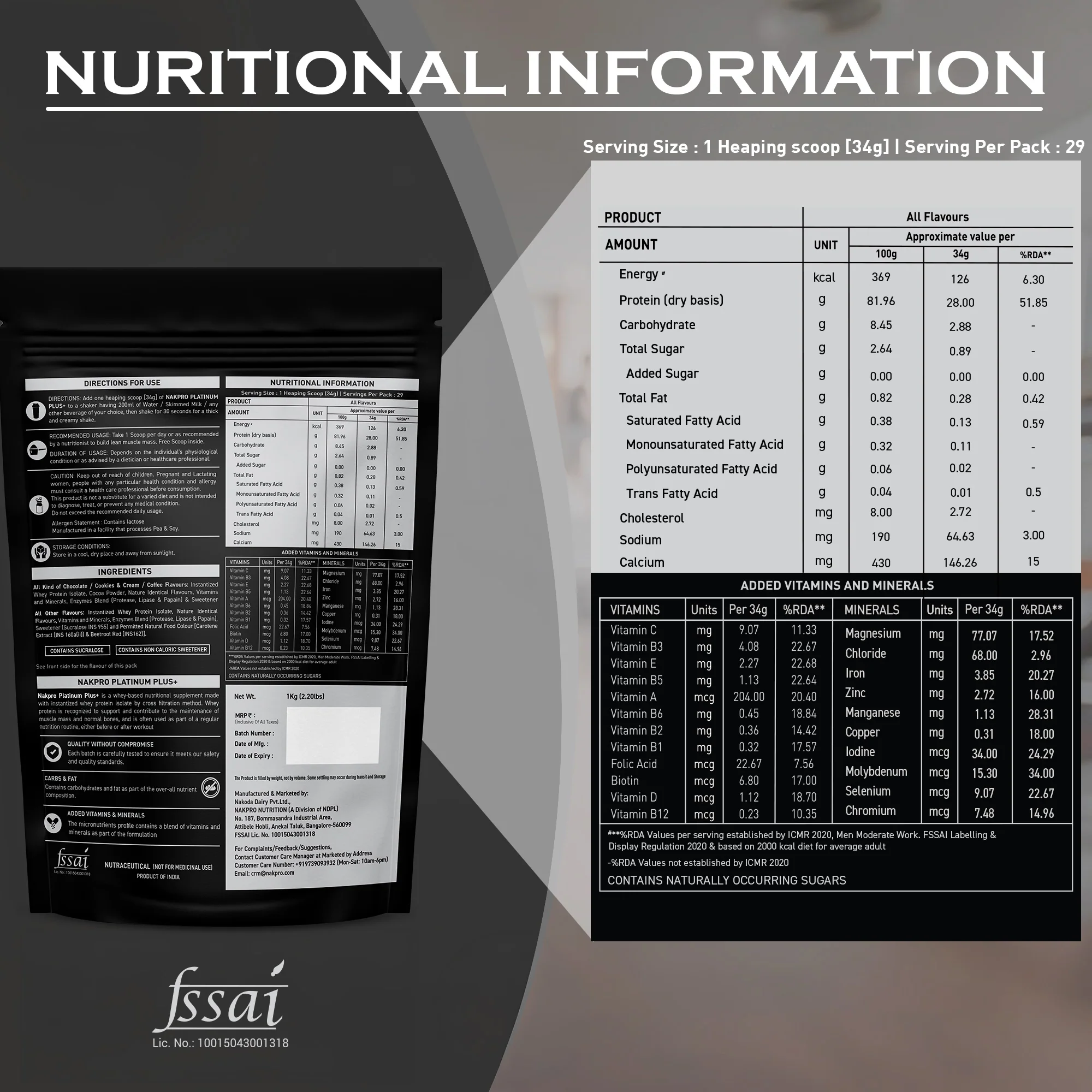 Nakpro Platinum Plus+ Whey Protein Isolate | 82g Protein | Added Digestive Enzymes, Vitamins & Minerals - Image 3