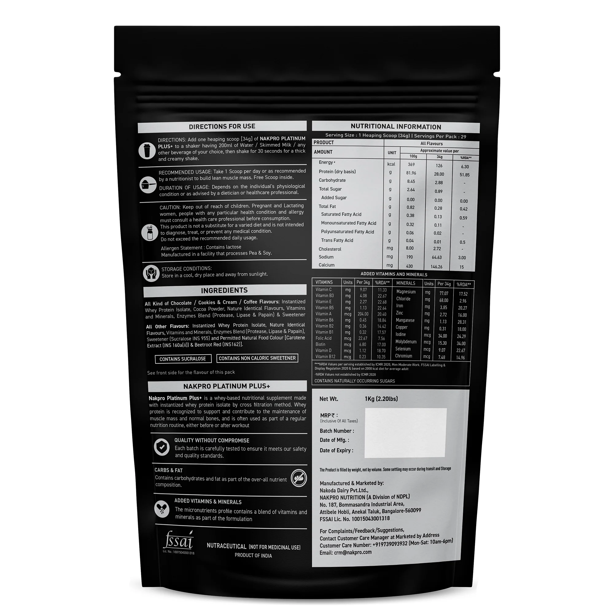 Nakpro Platinum Plus+ Whey Protein Isolate | 82g Protein | Added Digestive Enzymes, Vitamins & Minerals - Image 4