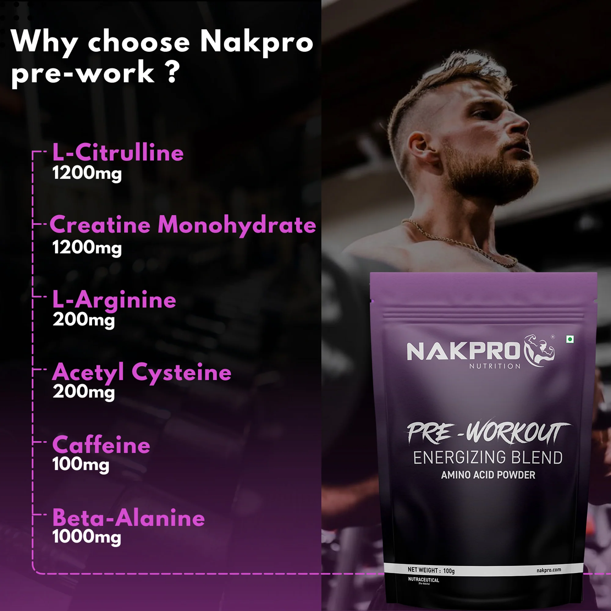 Nakpro Pre-Workout Supplement | Supports Energy, Focus & Performance - Image 70
