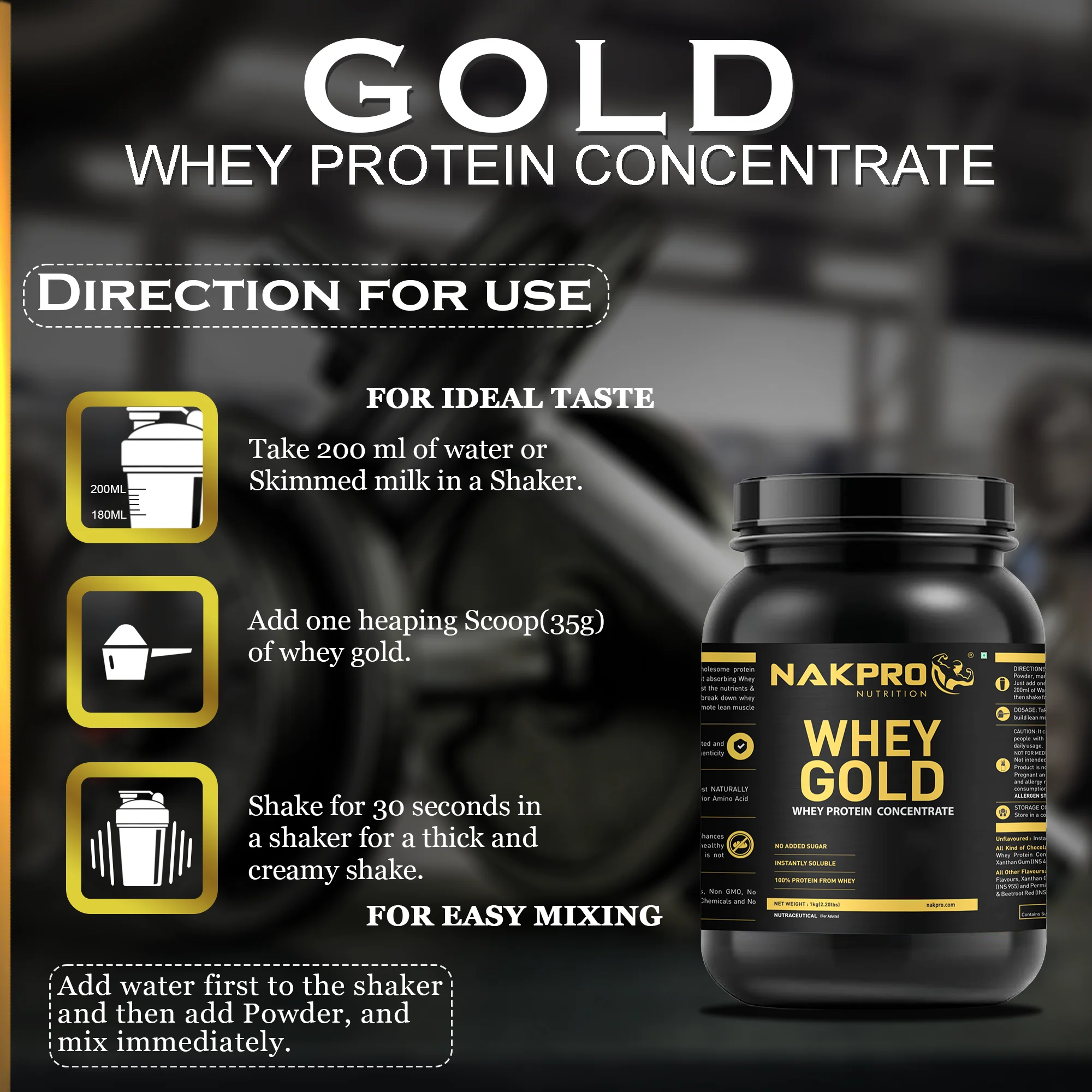 Nakpro Whey Gold Whey Protein Blend | 73g Protein | Whey Isolate & Concentrate Blend - Image 30