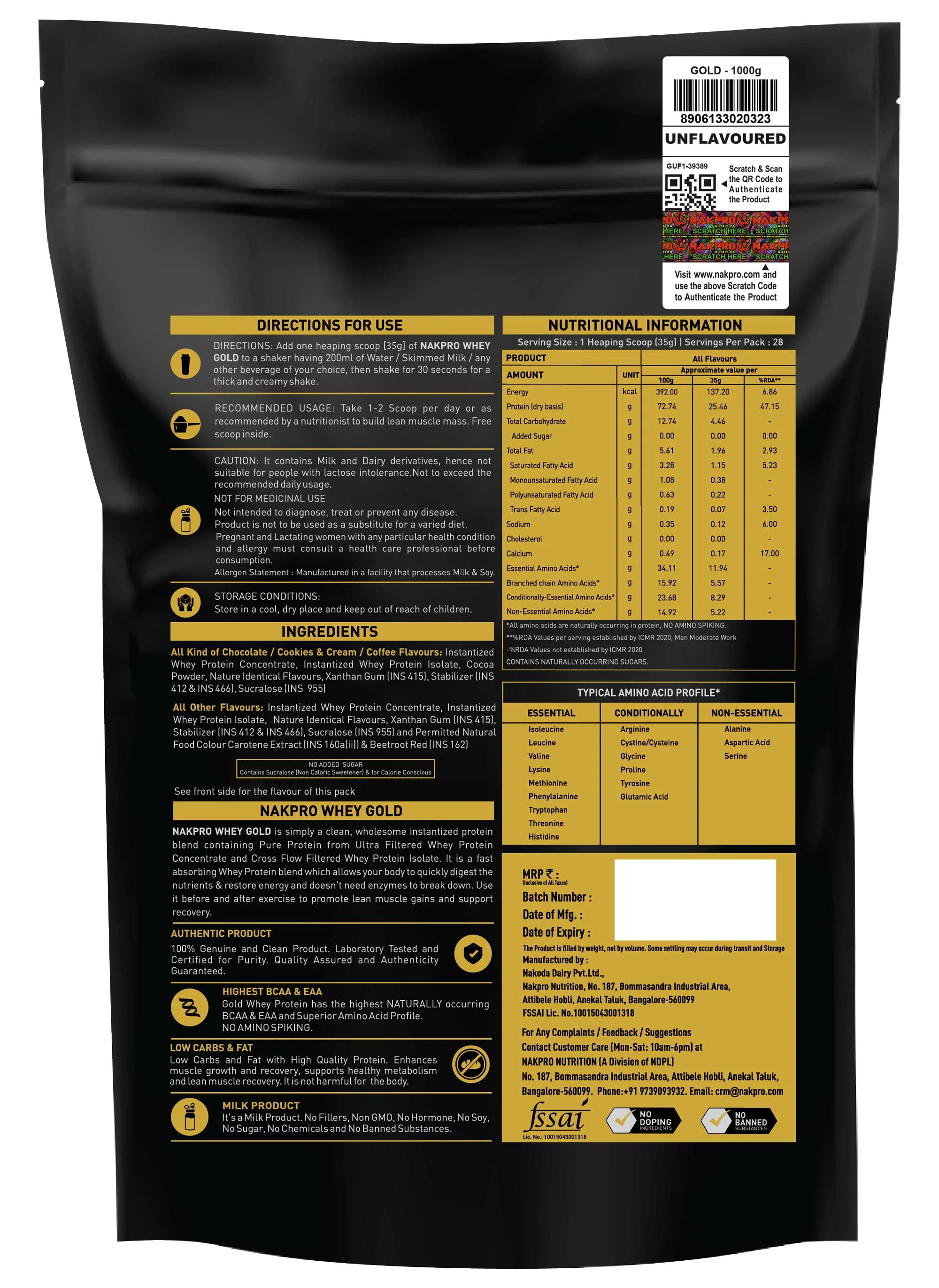 Nakpro Whey Gold Whey Protein Blend | 73g Protein | Whey Isolate & Concentrate Blend - Image 60