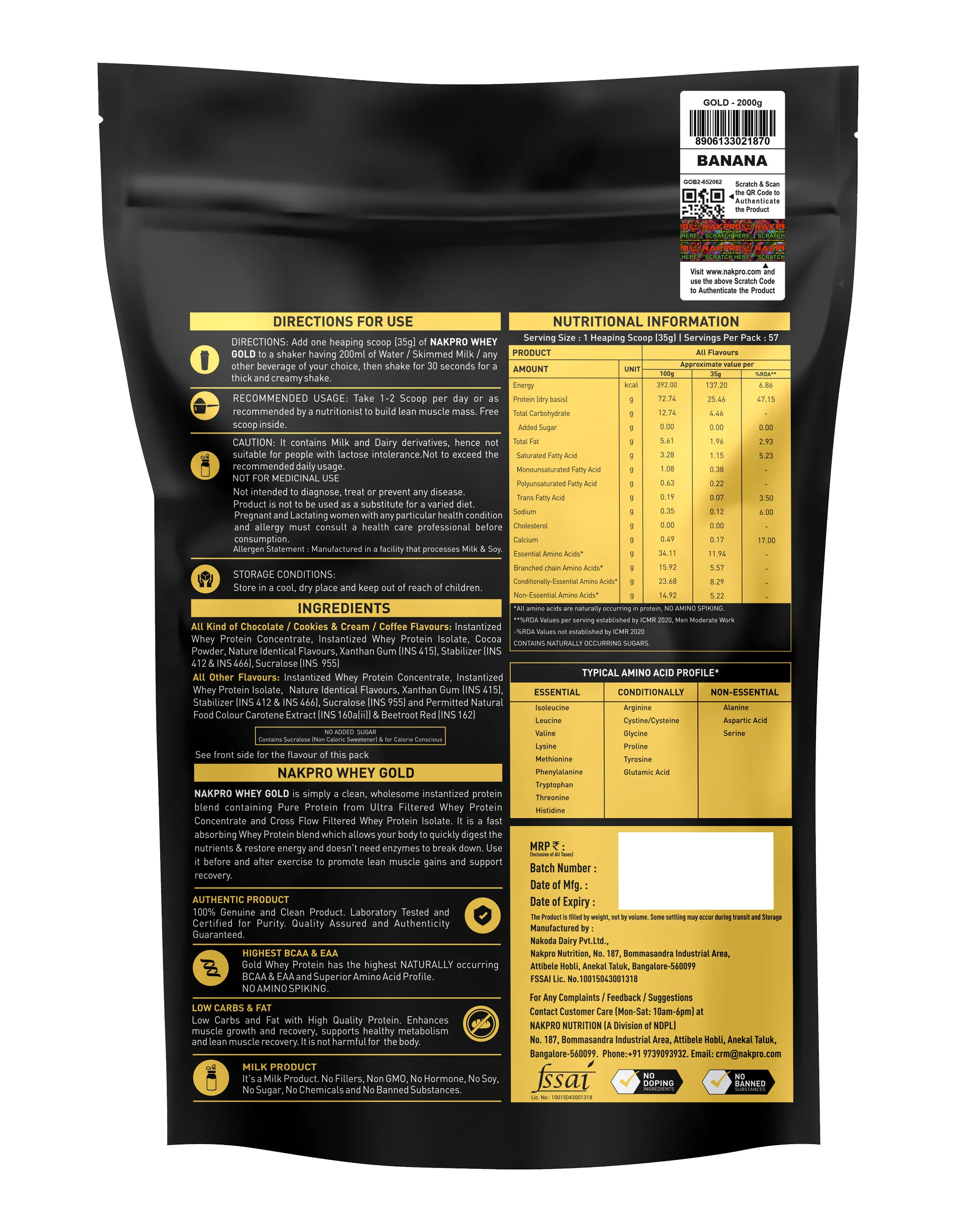 Nakpro Whey Gold Whey Protein Blend | 73g Protein | Whey Isolate & Concentrate Blend - Image 64