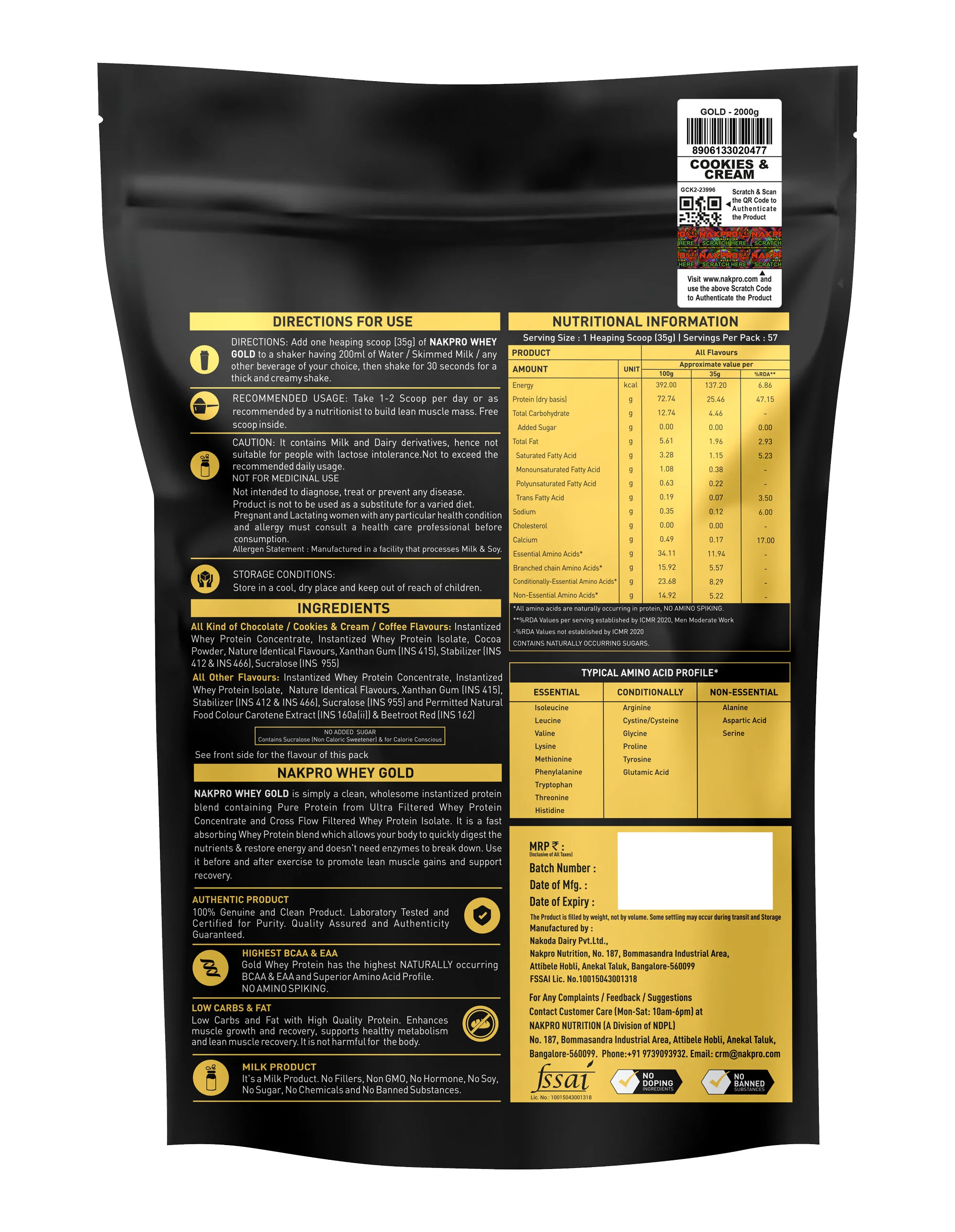Nakpro Whey Gold Whey Protein Blend | 73g Protein | Whey Isolate & Concentrate Blend - Image 66
