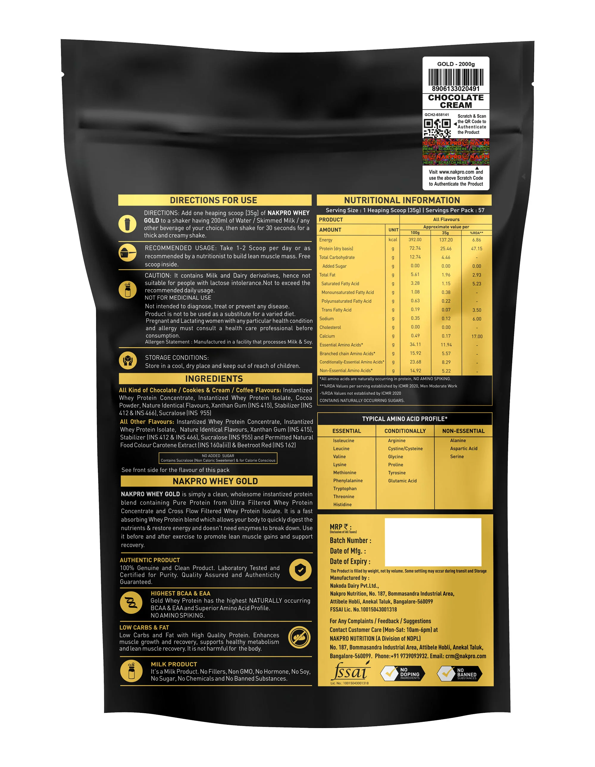 Nakpro Whey Gold Whey Protein Blend | 73g Protein | Whey Isolate & Concentrate Blend - Image 67