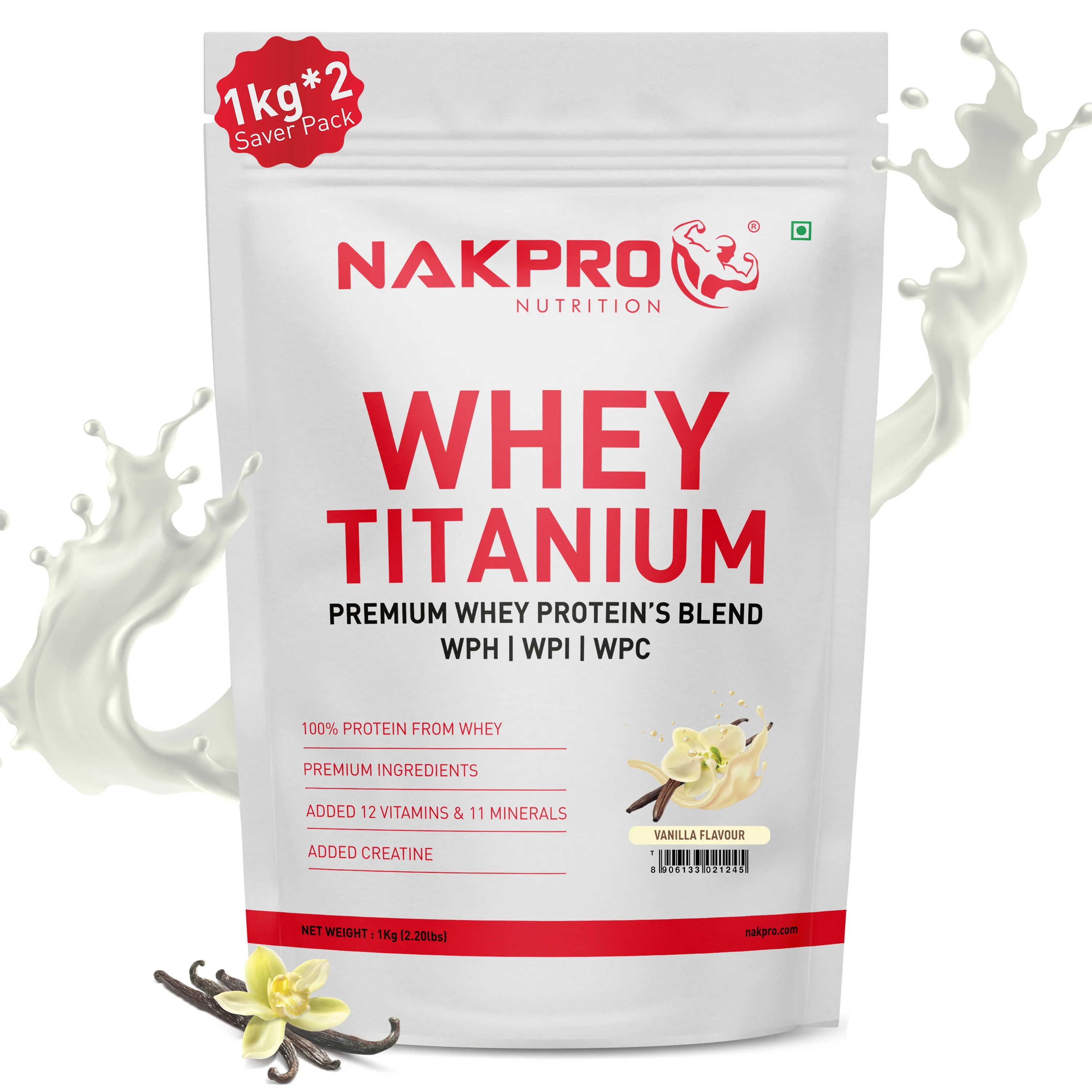 Nakpro Titanium Whey Protein Blend | 73g Protein |Whey Protein Blend of  WPH, WPI & WPC | Added Vitamins, Minerals & Creatine - Image 19