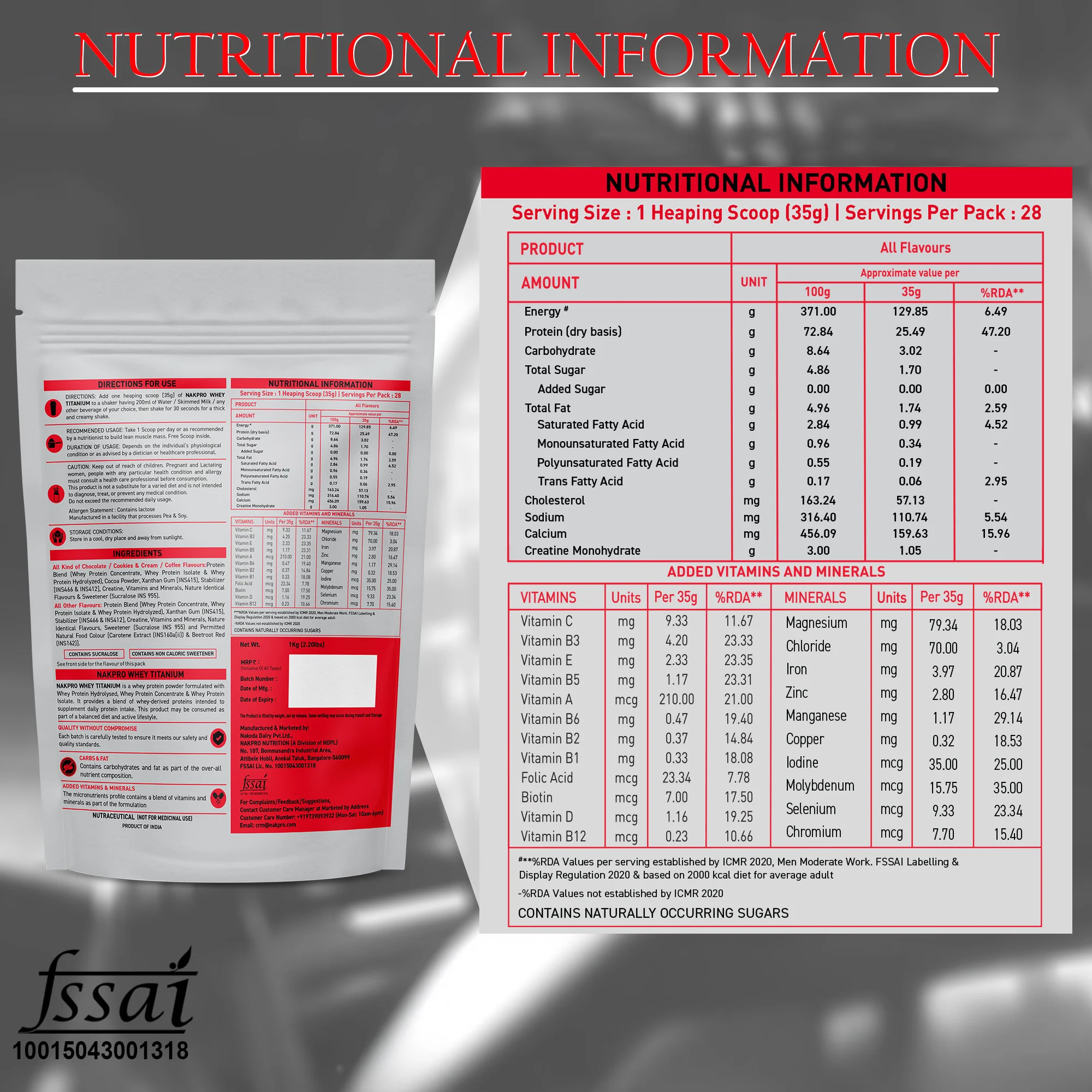 Nakpro Titanium Whey Protein Blend | 73g Protein |Whey Protein Blend of  WPH, WPI & WPC | Added Vitamins, Minerals & Creatine - Image 23