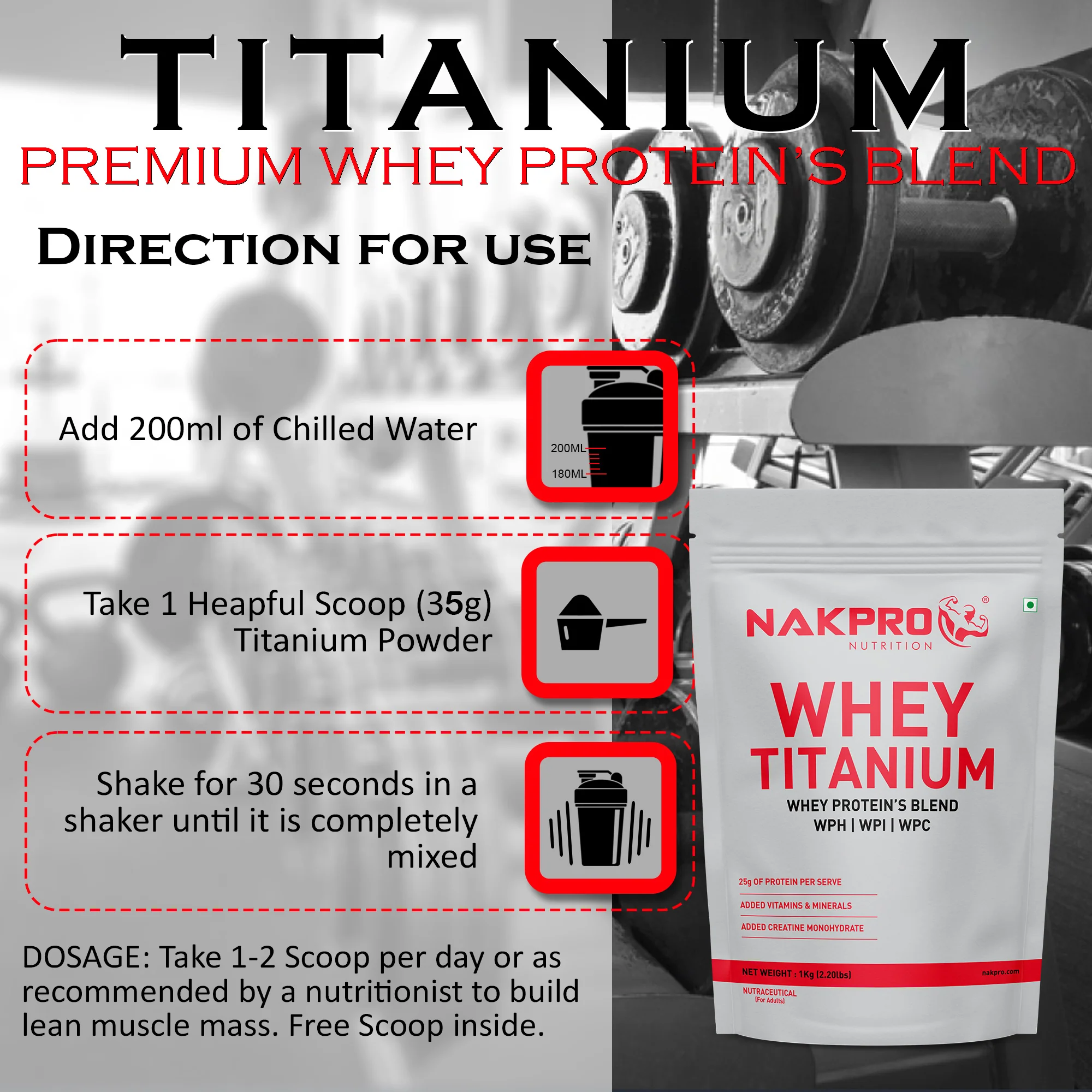 Nakpro Titanium Whey Protein Blend | 73g Protein |Whey Protein Blend of  WPH, WPI & WPC | Added Vitamins, Minerals & Creatine - Image 26