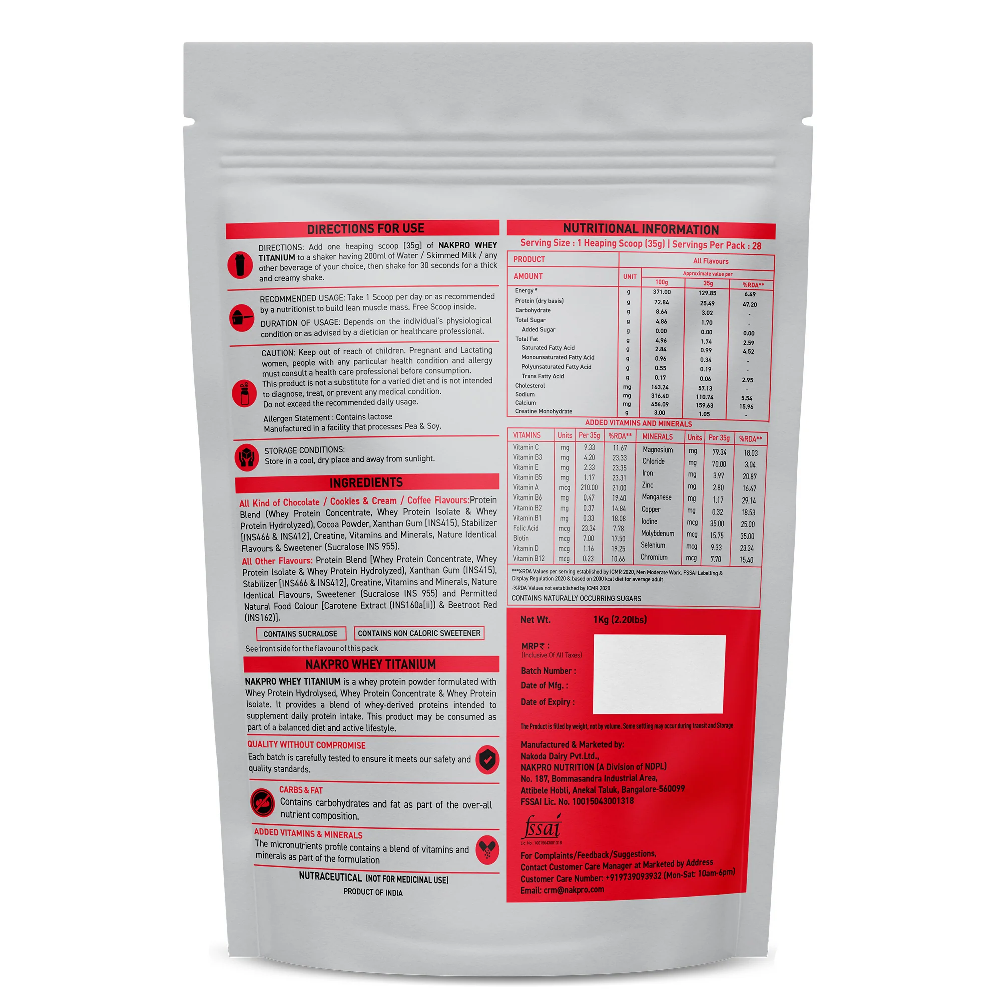 Nakpro Titanium Whey Protein Blend | 73g Protein |Whey Protein Blend of  WPH, WPI & WPC | Added Vitamins, Minerals & Creatine - Image 27