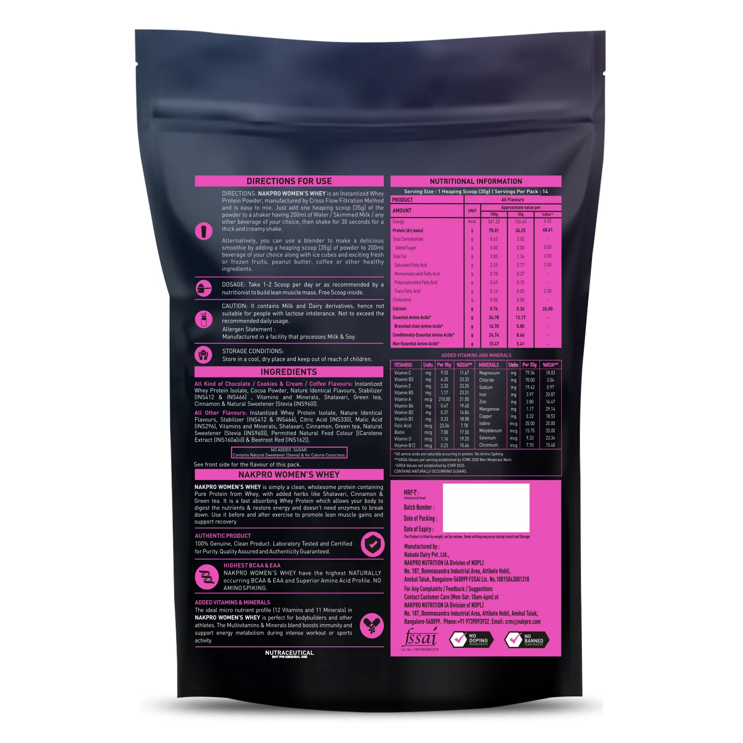 Nakpro Women’s Whey Protein Isolate | 75g Protein | With Biotin & Herbal Extracts - Image 3