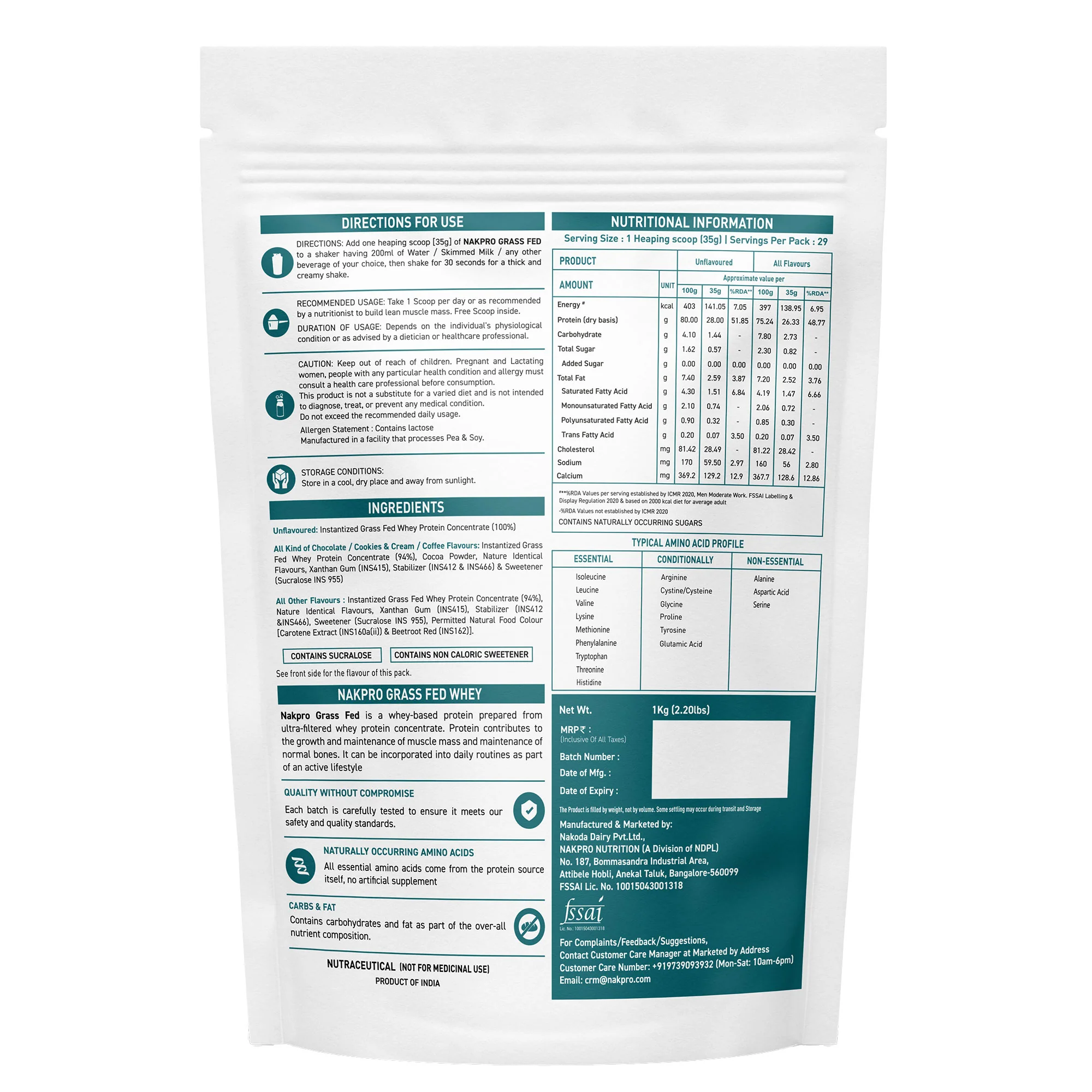 Nakpro Grass Fed Raw Whey Protein Concentrate | 80g Protein | Clean Unflavored Whey Protein - Image 7