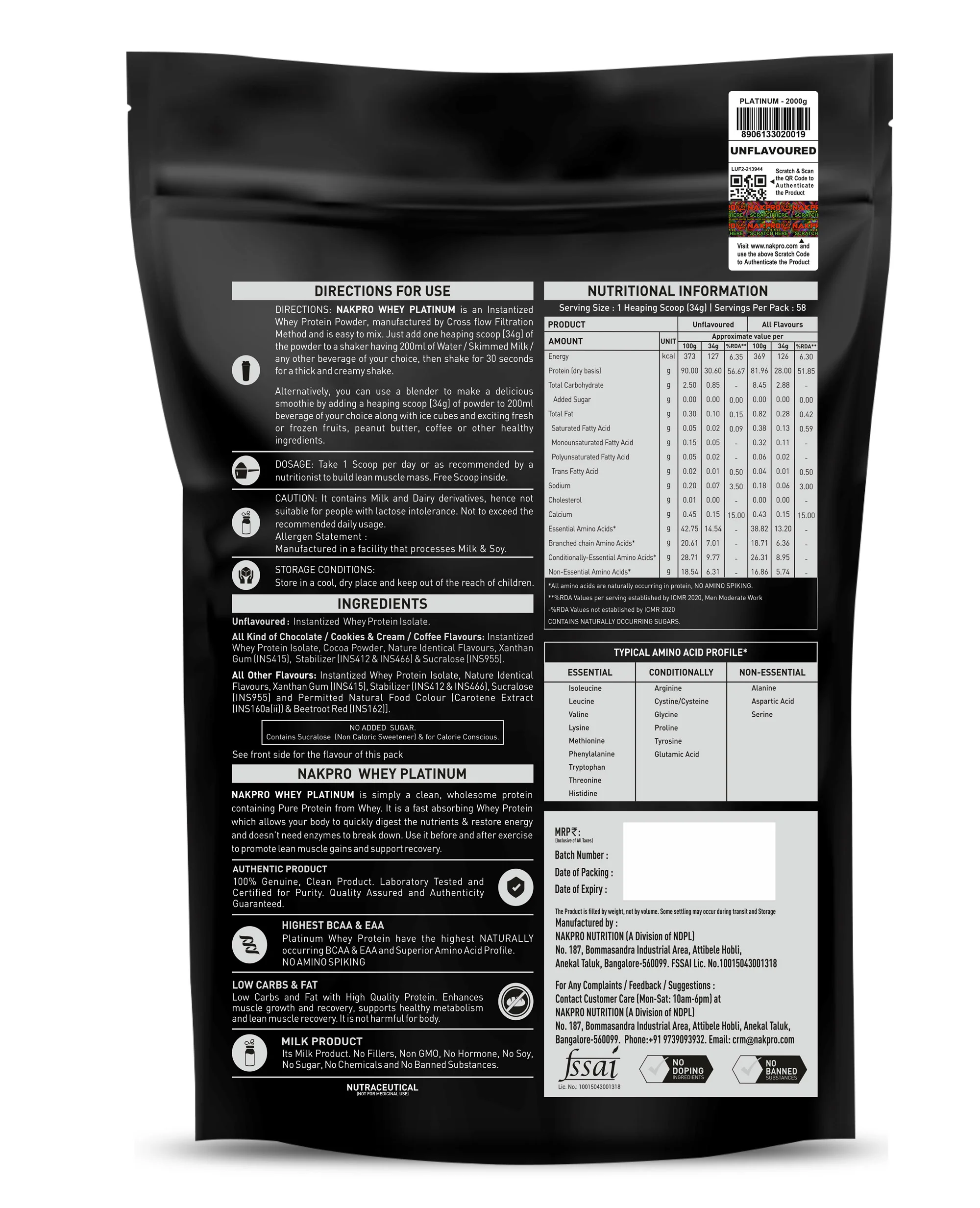 Nakpro Platinum Raw Whey Protein Isolate | 90g Protein | Clean Unflavored Whey Protein | Trustified Certified - Image 116