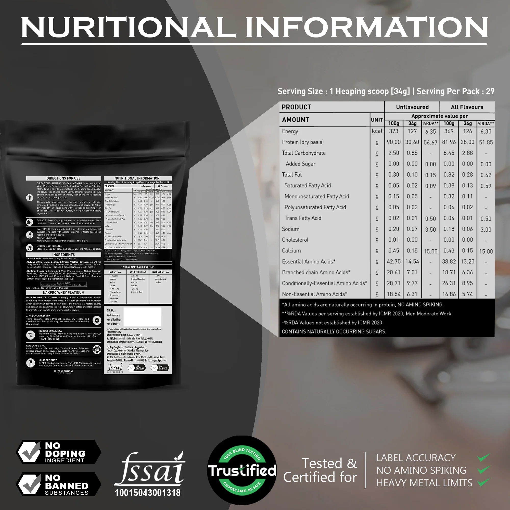 Nakpro Platinum Raw Whey Protein Isolate | 90g Protein | Clean Unflavored Whey Protein | Trustified Certified - Image 41