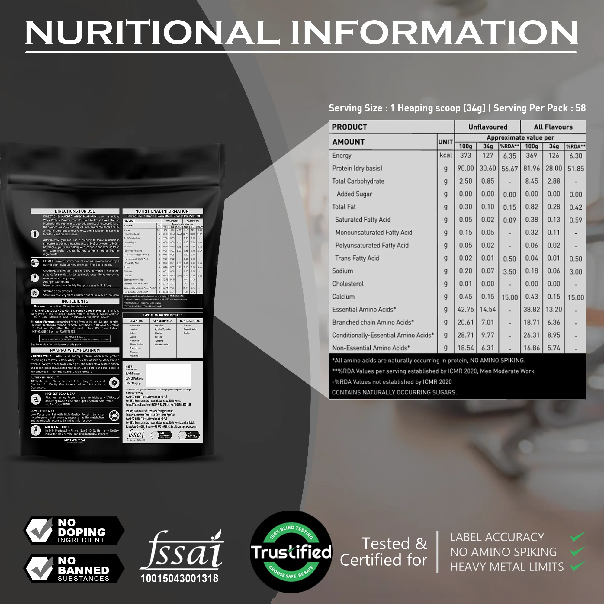 Nakpro Platinum Raw Whey Protein Isolate | 90g Protein | Clean Unflavored Whey Protein | Trustified Certified - Image 43