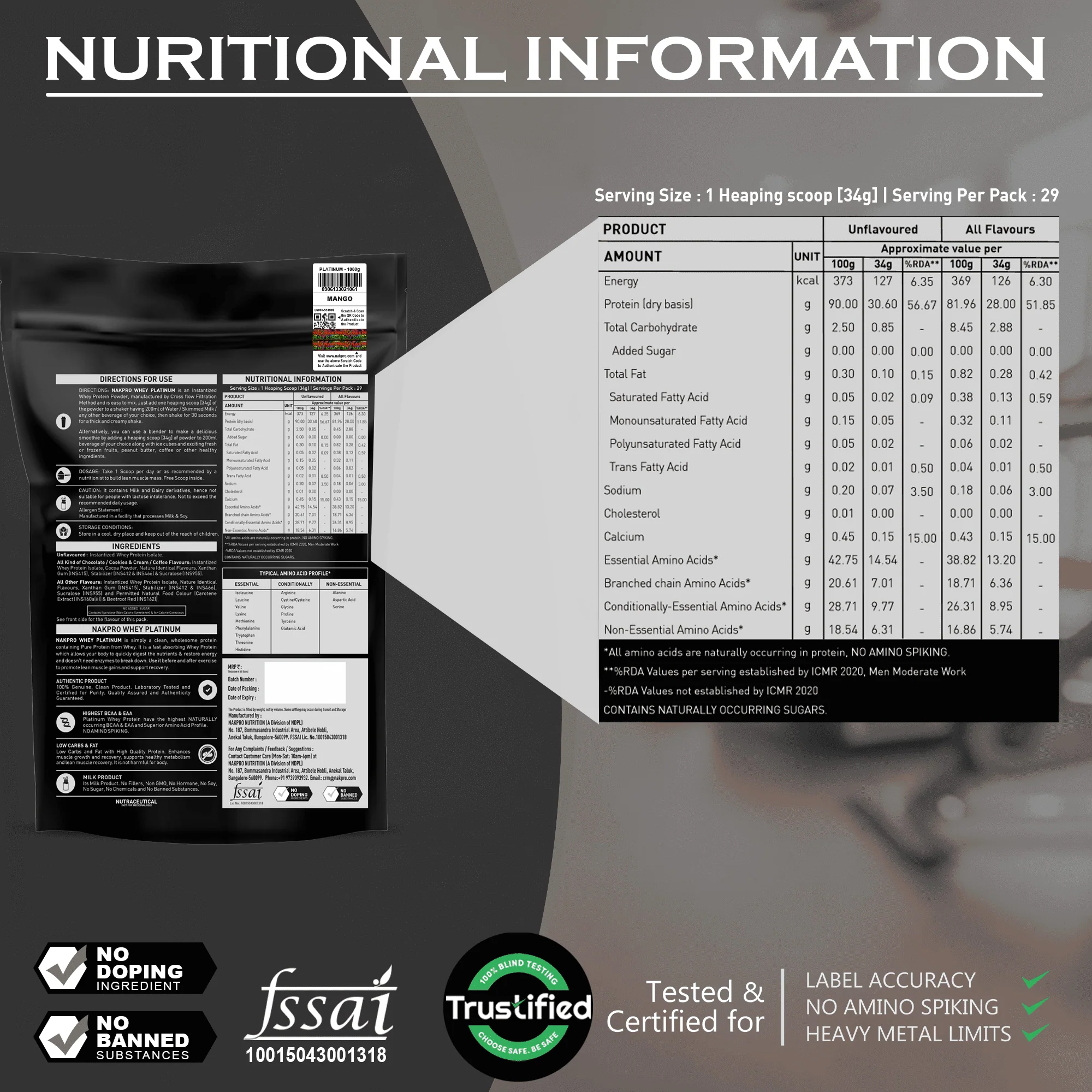 Nakpro Platinum Raw Whey Protein Isolate | 90g Protein | Clean Unflavored Whey Protein | Trustified Certified - Image 64