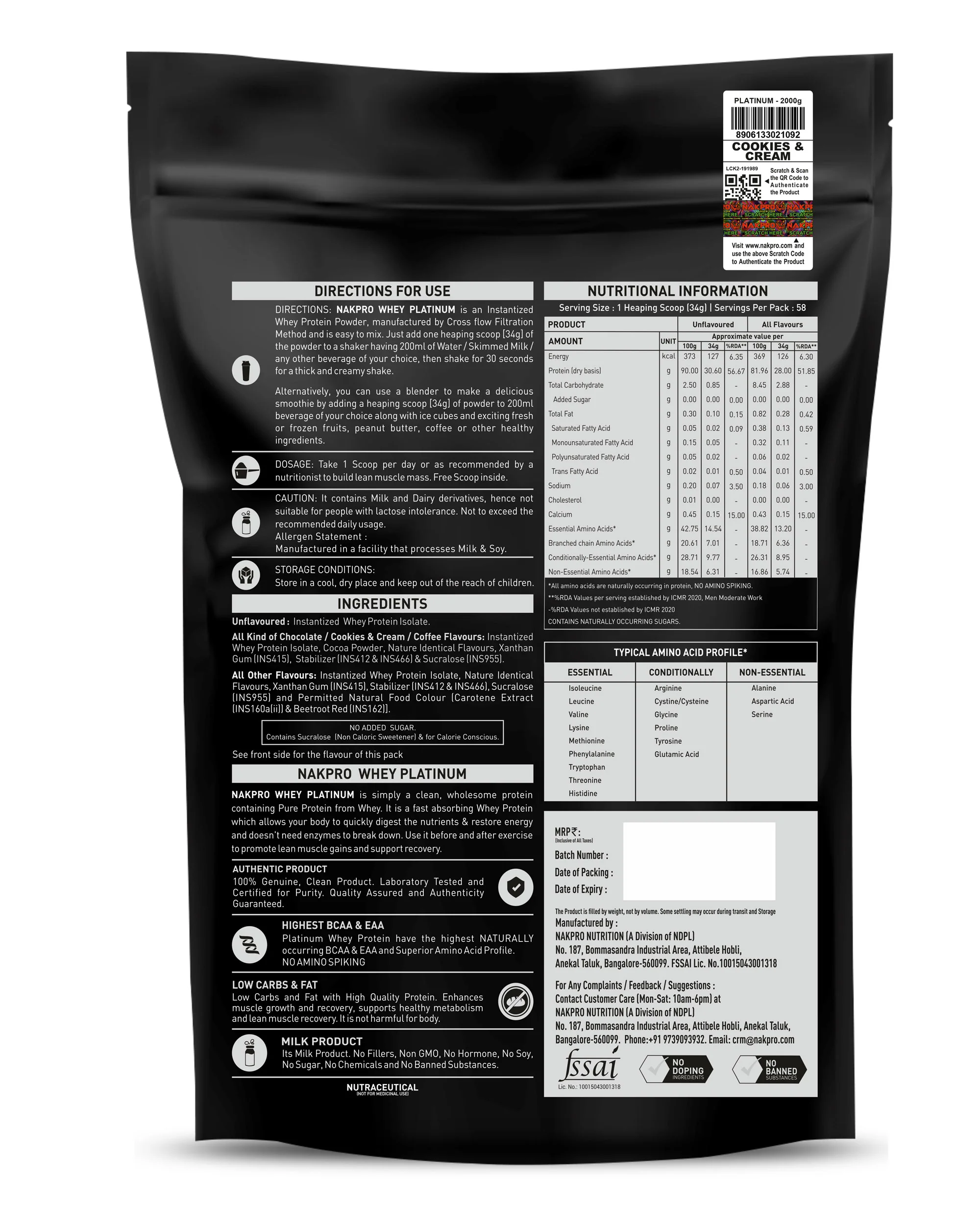 Nakpro Platinum Raw Whey Protein Isolate | 90g Protein | Clean Unflavored Whey Protein | Trustified Certified - Image 76
