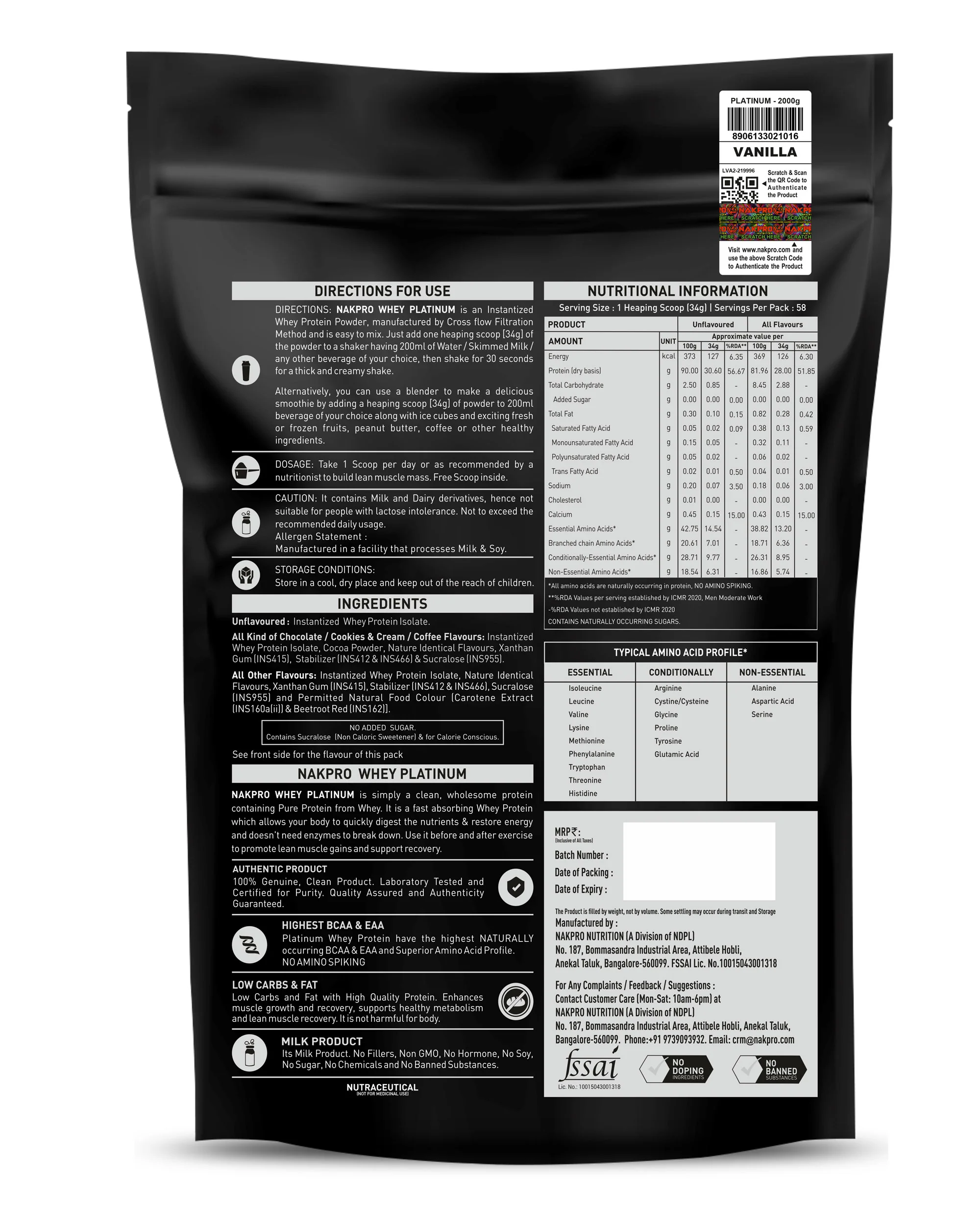Nakpro Platinum Raw Whey Protein Isolate | 90g Protein | Clean Unflavored Whey Protein | Trustified Certified - Image 82